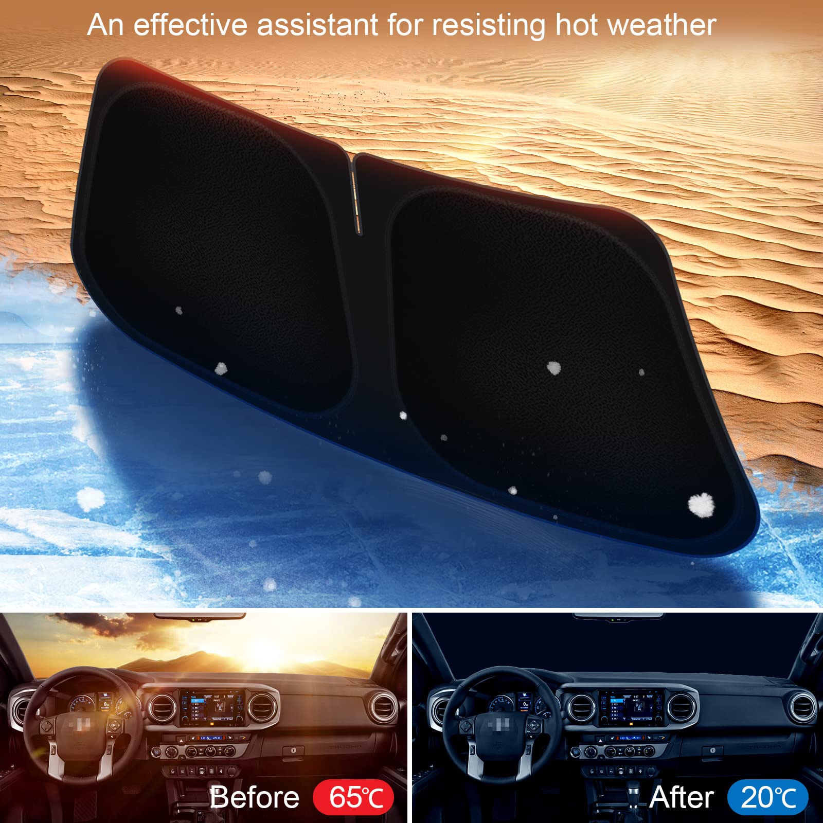 Shinehome Car Windshield Sun Shade Compatible With 2016 2017 2018 2019 2020 2021 2022 2023 2024 2025 Toyota Tacoma Accessories F