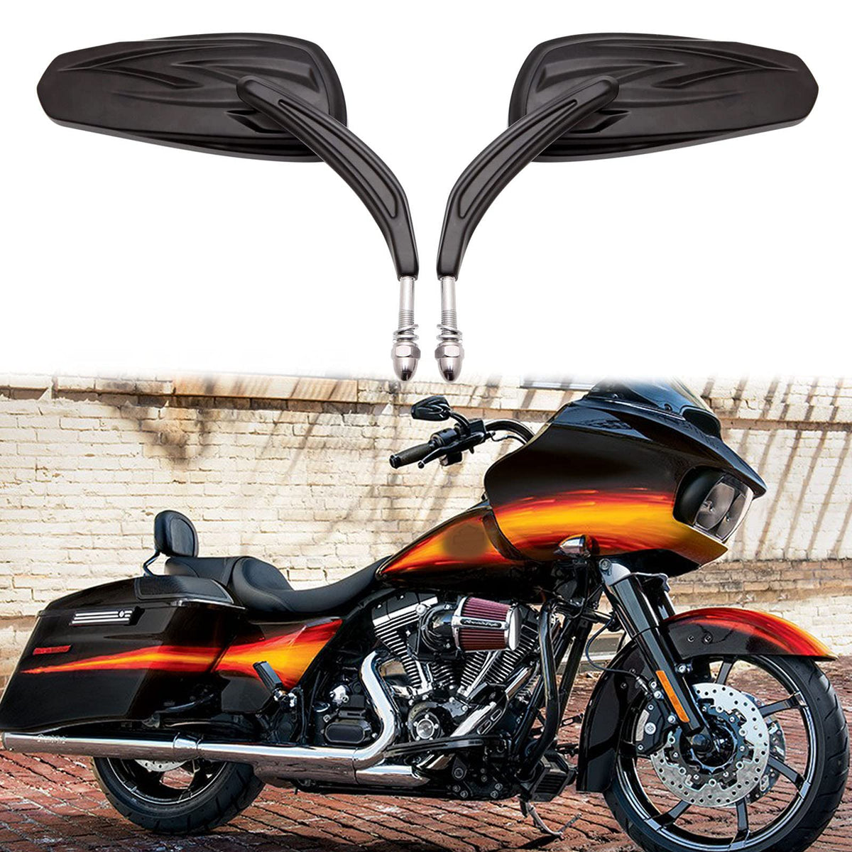 Black Motorcycle Side Mirror Teardrop For Road King Street Electra Glide Road Glide Dyna Softail Rearview 1982-2018 2019 2020 (B