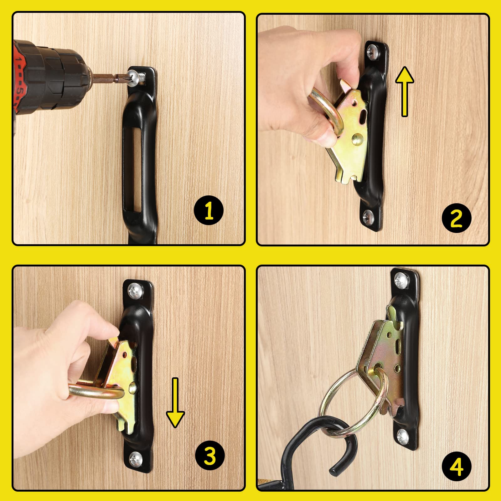 Eapele E-Track Accessories Set - 8 Pcs E-Track O-Ring & 8 Pcs E-Track Single Slot Tie-Downs Compatible With Cargo Loads In Flatb
