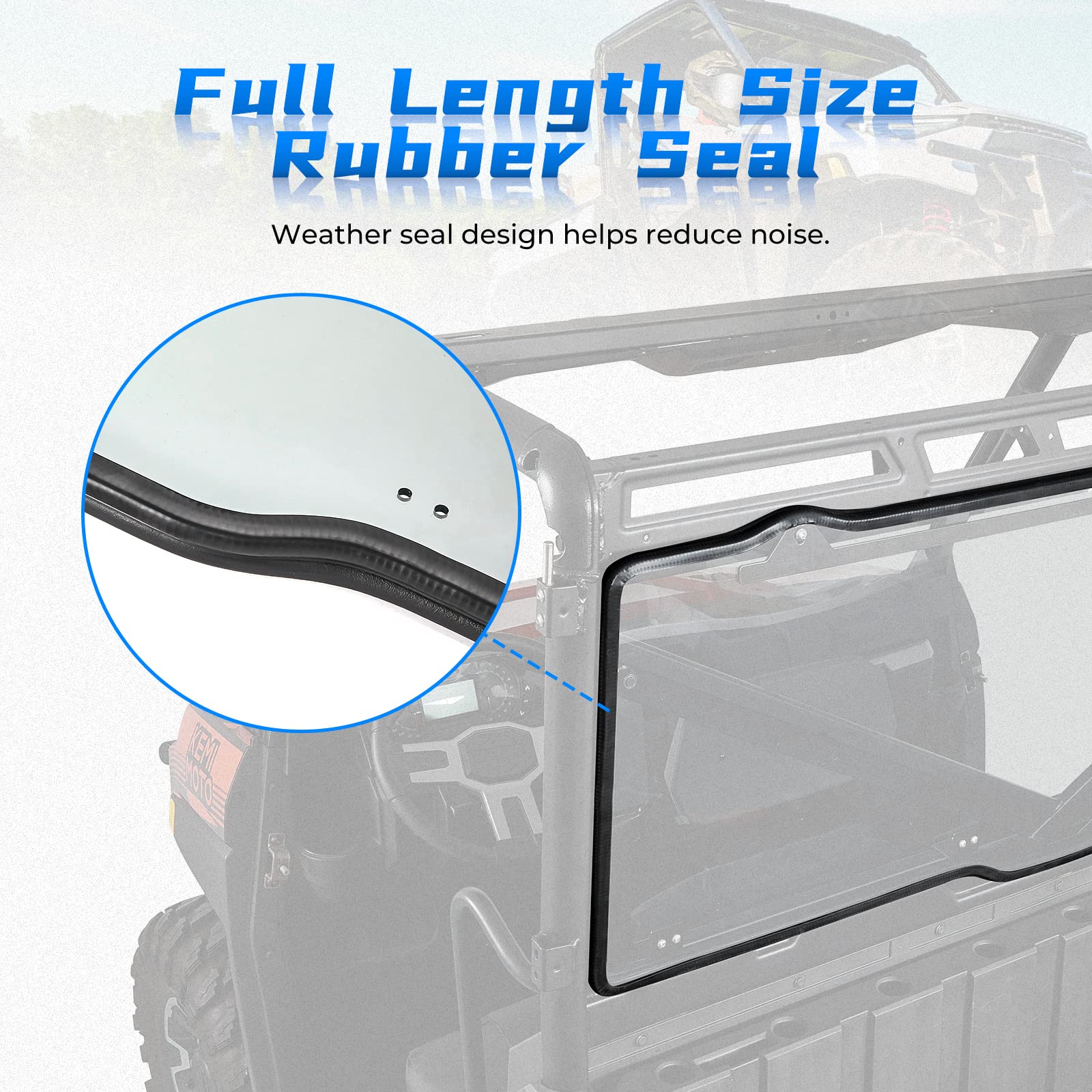 Kemimoto Rear Window Compatible With Polaris Ranger Xp 1000/Crew 2017-2025, Ranger 1000/Crew 2020-2025, Polaris Ranger Xp 900/Crew 2013-2019 Light Smoke Tint Hard Replace#2879013 Utv Rear Windshield