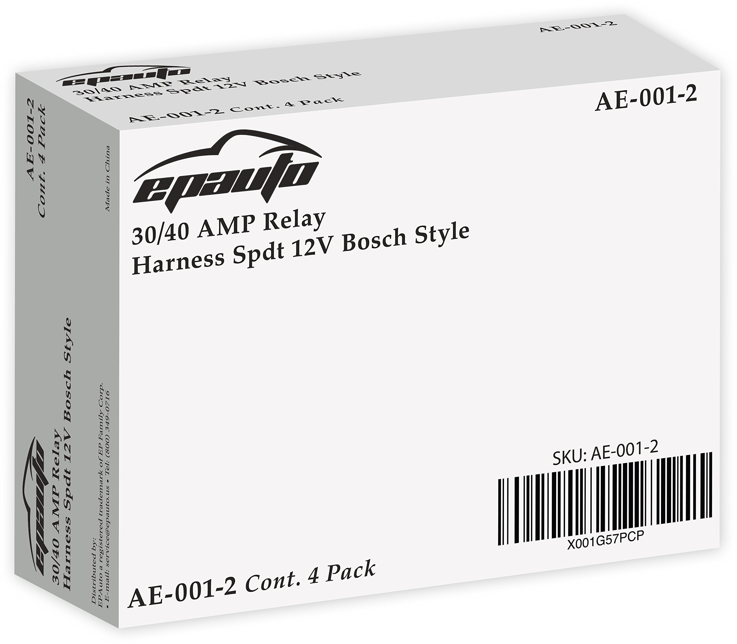 Epauto 30/40 Amp Relay Harness Spdt 12V Bosch Style - 4 Pack