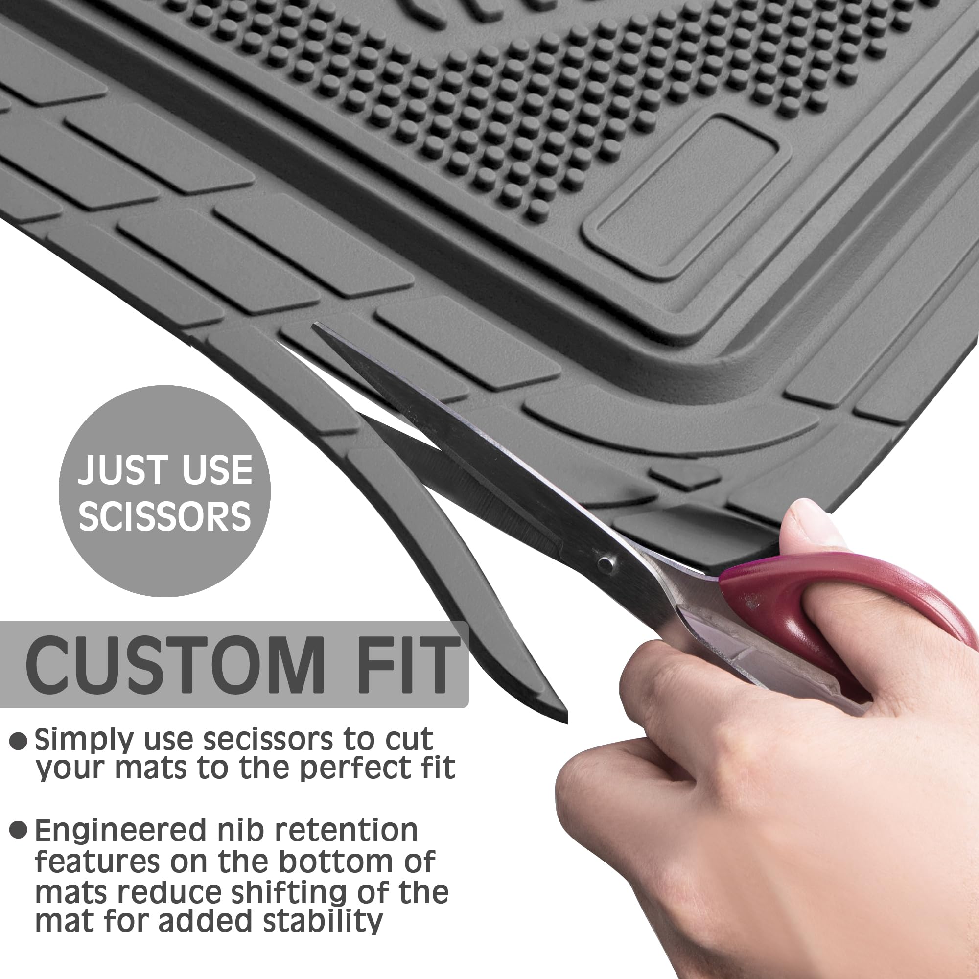 Car Pass Heavy Duty Rubber Floor Mats Gray Car Mats Full Set With Trunk Cargo Liner - Universal Waterproof Floor Mats For Car Su