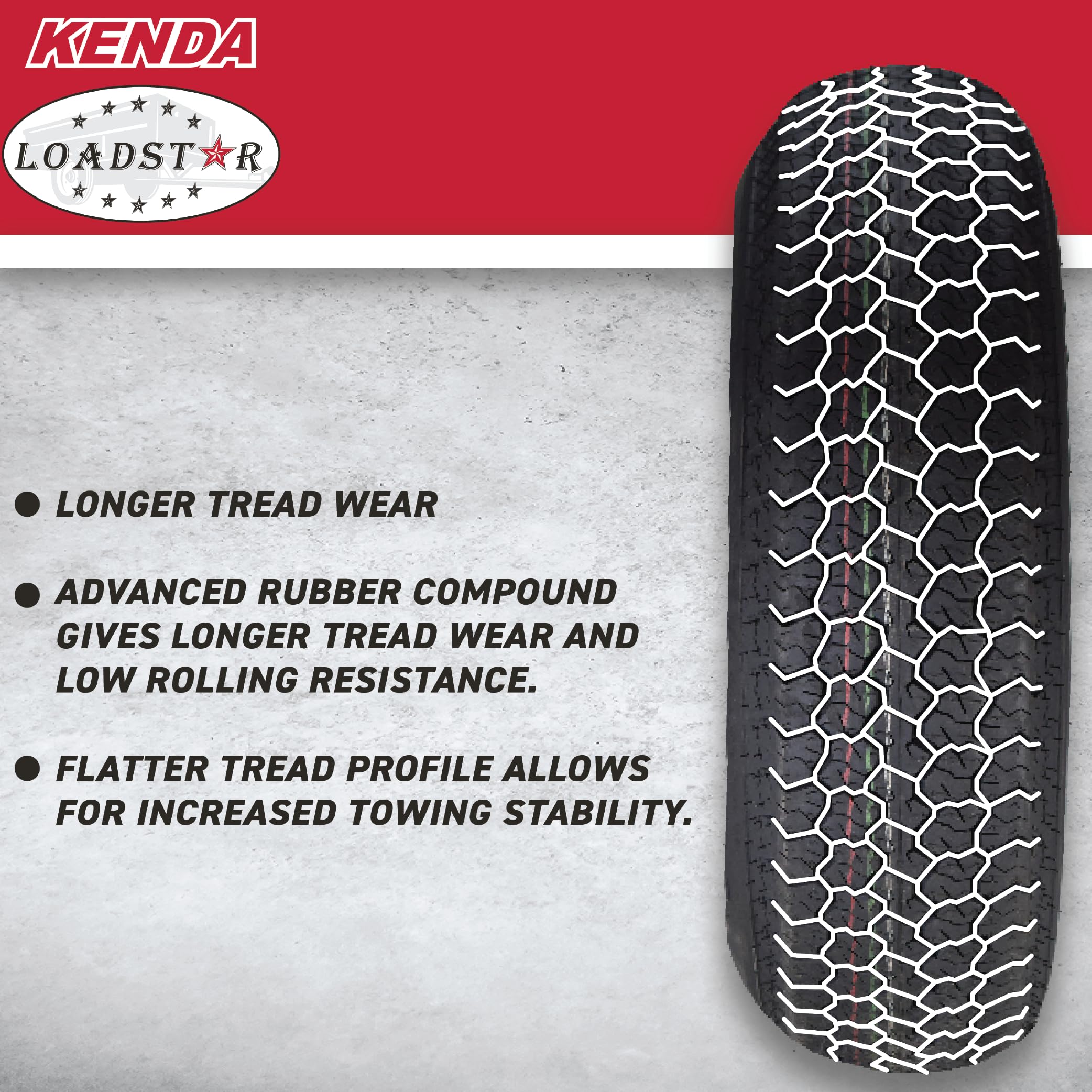 Kenda K399 205/65-10 Loadstar Trailer Tire Bias-Ply Tire For Superior Towing Performance With Enhanced Stability For Utility Tra