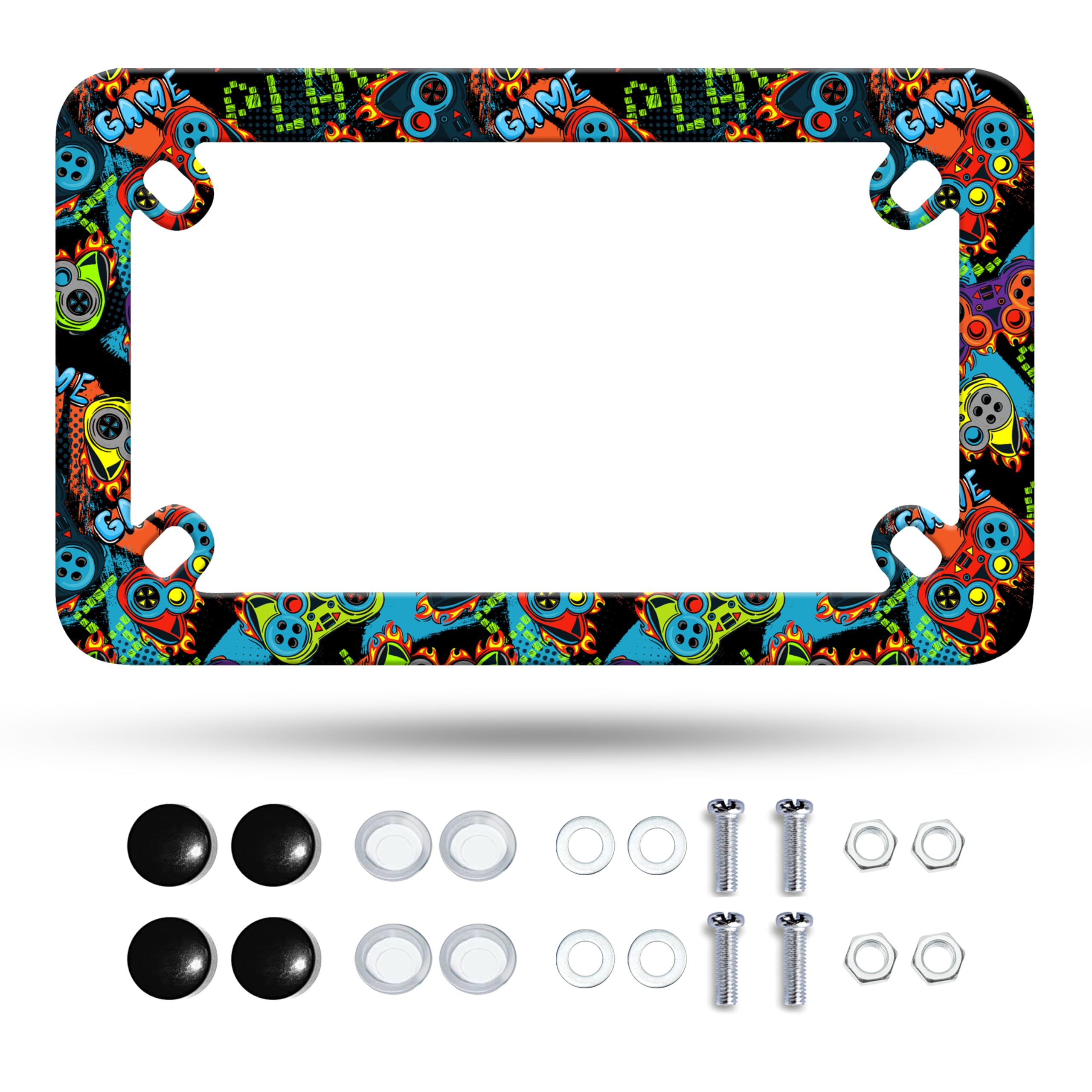 Motorcycle Color Game Console License Plate Frame Game Player Stainless Steel Material Funny Motorbike License Plate Holder Moto