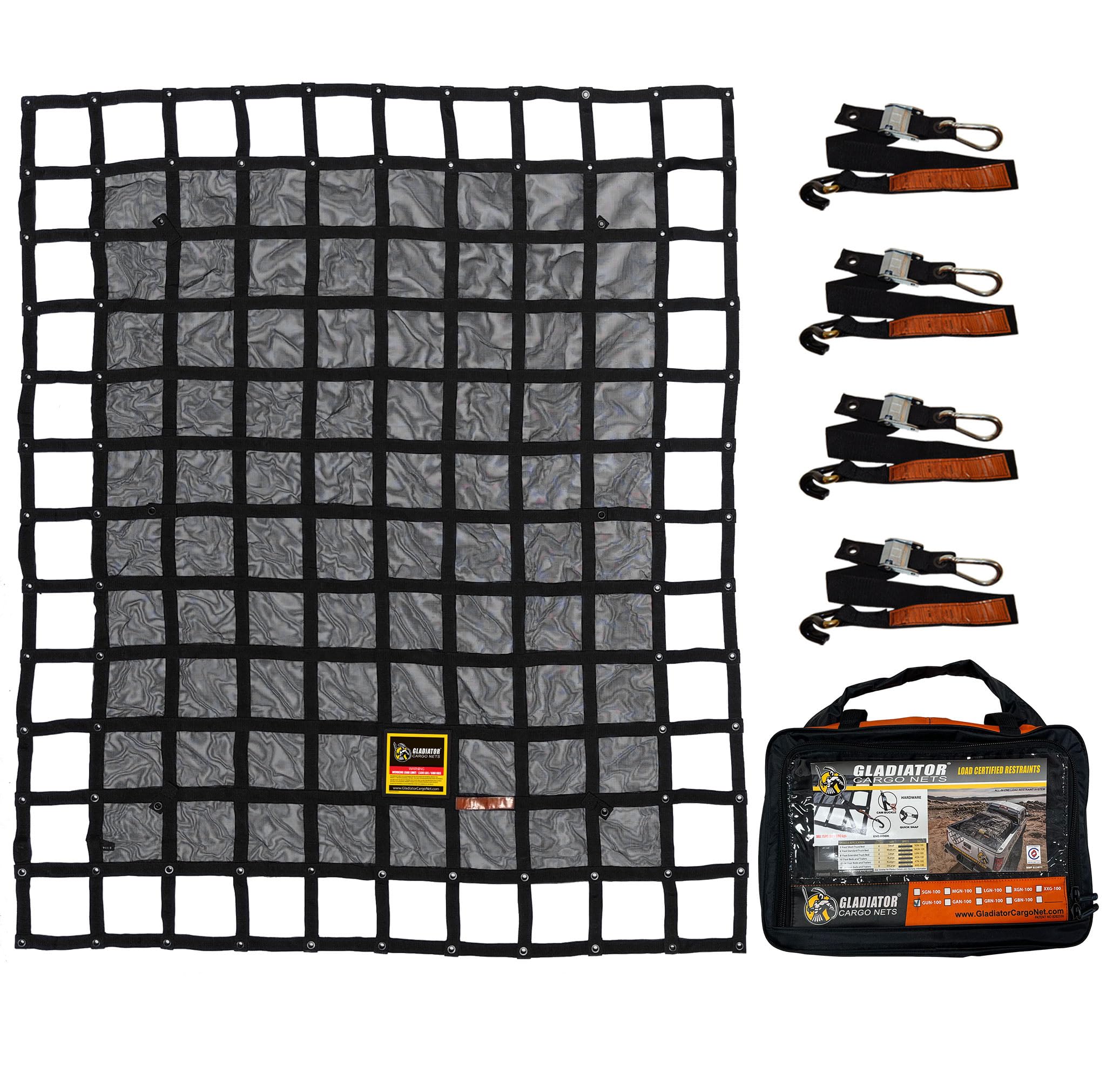 GLADIATOR CARGO NETS - Heavy Duty Cargo Net - Truck Accessory - Cargo Carrier -Truck Organizer - Medium-Trailer-Pickup-Boat-Jeep