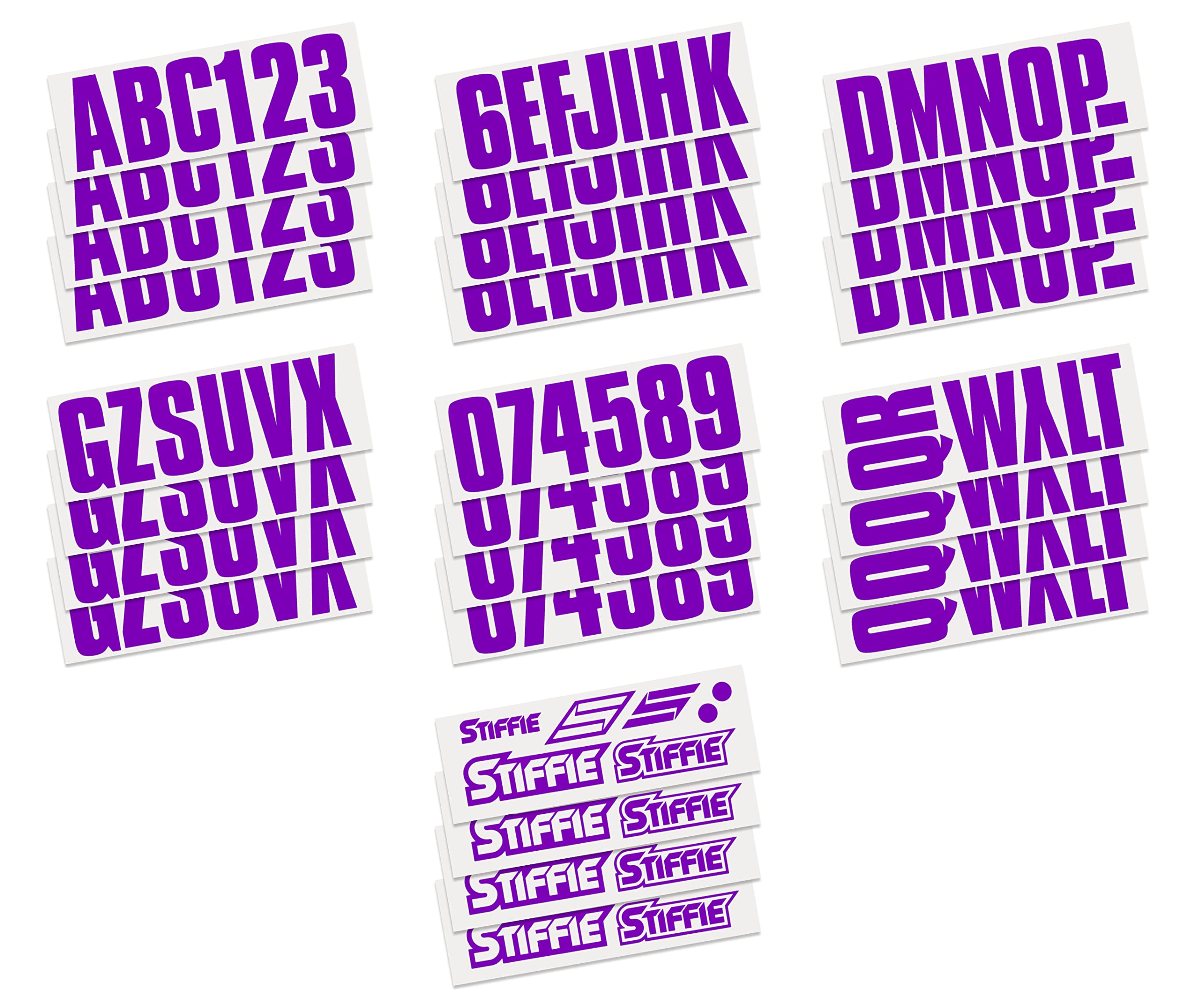 STIFFIE Uniline Purple 3'' Boat & PWC Registration Decals  Numbers Letters Stickers