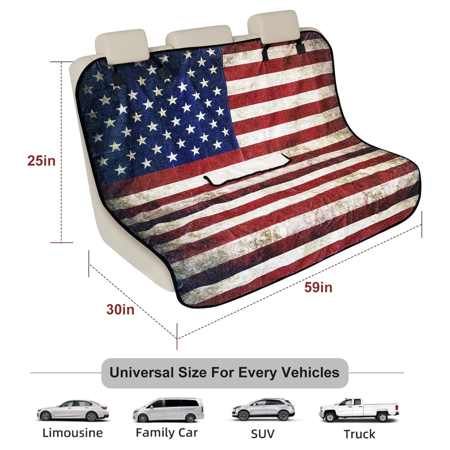 Deckaly Back Seat Cover For Car Trucks Van Suv, Waterproof Rear Bench Towel Seat Covers For Dogs And Kids, Non-Slip Automotive B