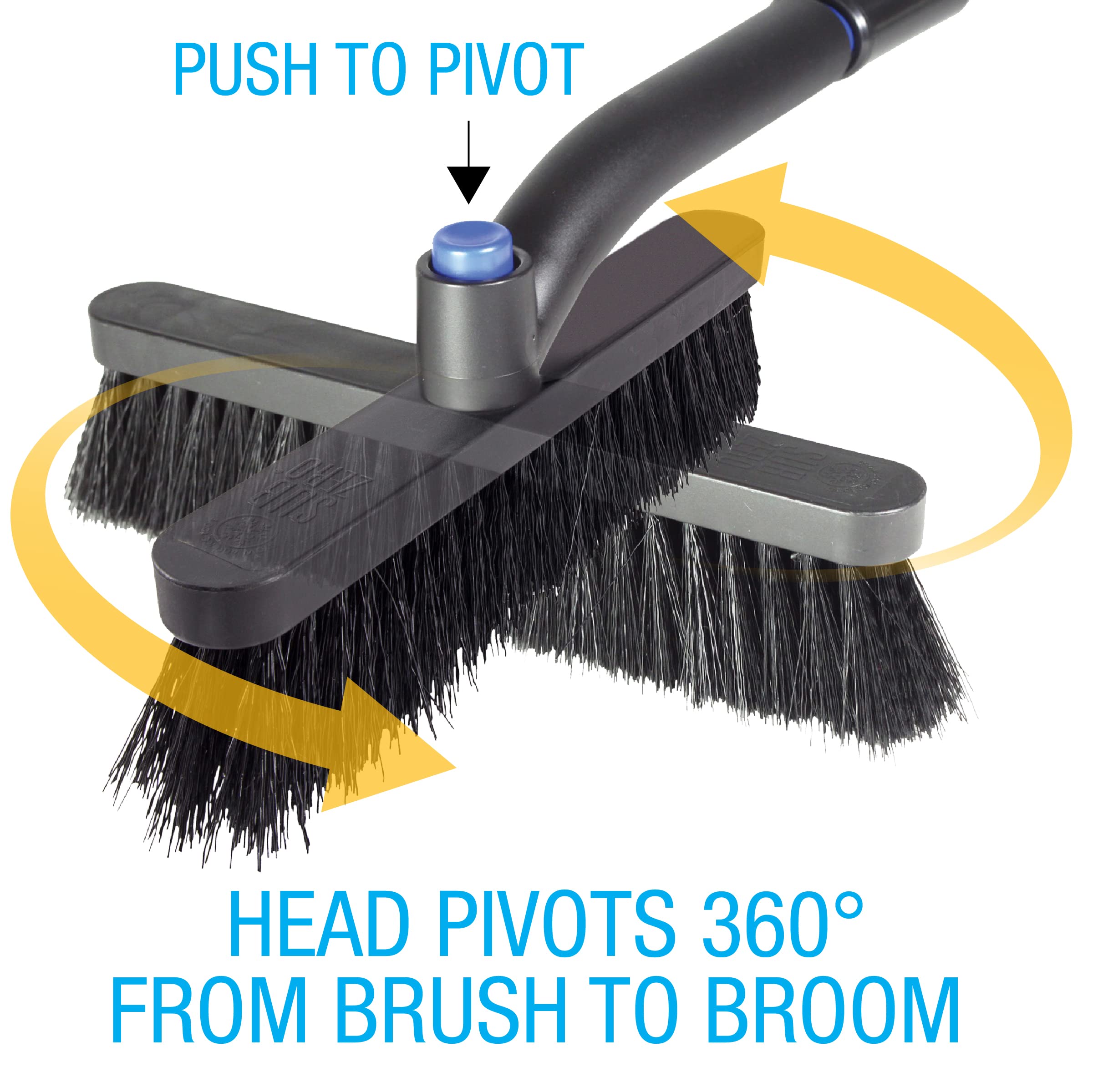 SubZero 50" Crossover Super Duty Extendable Snowbroom with Pivoting Head & Ice Scraper, Black/Blue, Model 14039, Aluminum