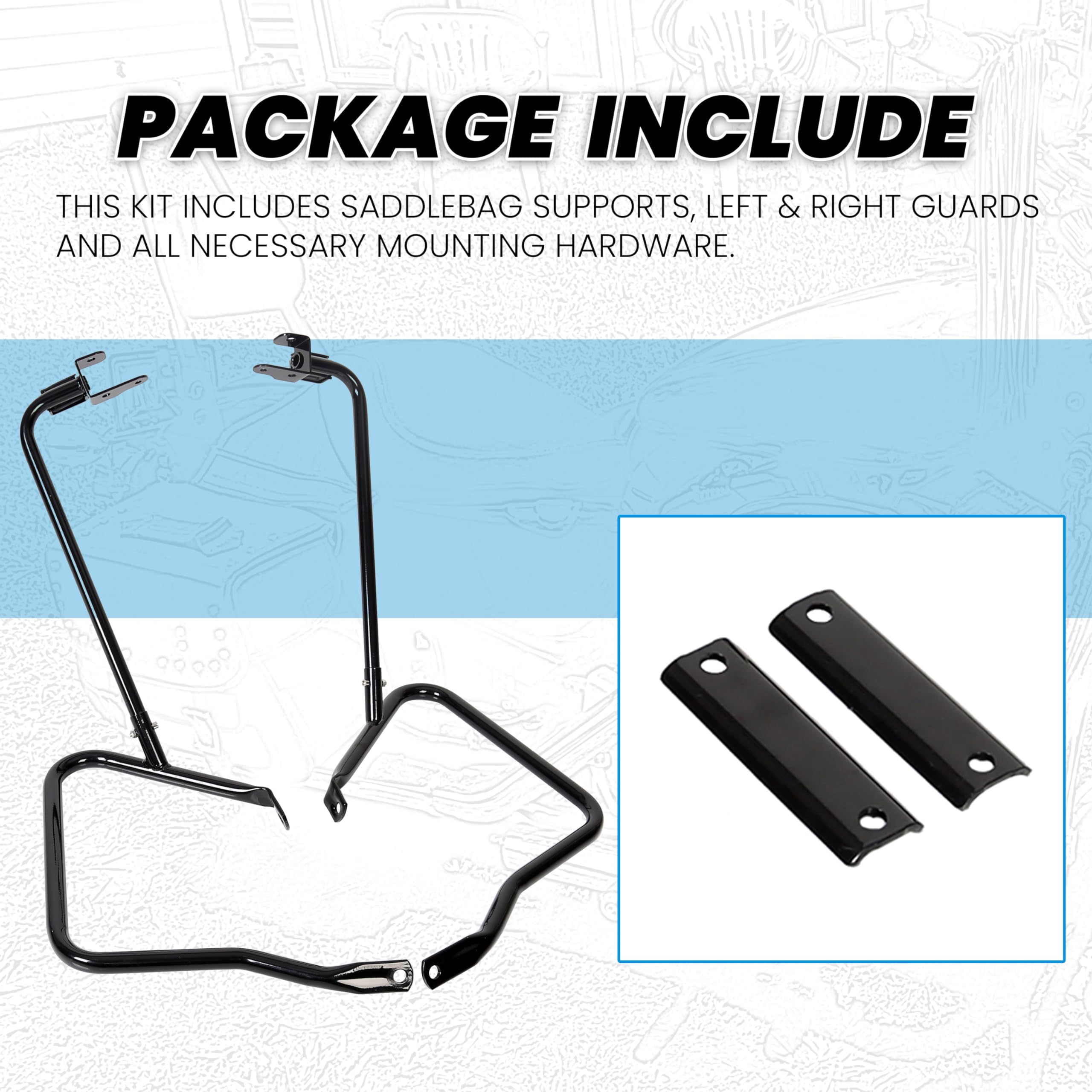 ECOTRIC Saddlebag Bracket Guard Bars Compatible with 2014-2024 Harley Davidson Touring Street Road Glide FLH Saddle Bags Guard Mount Black