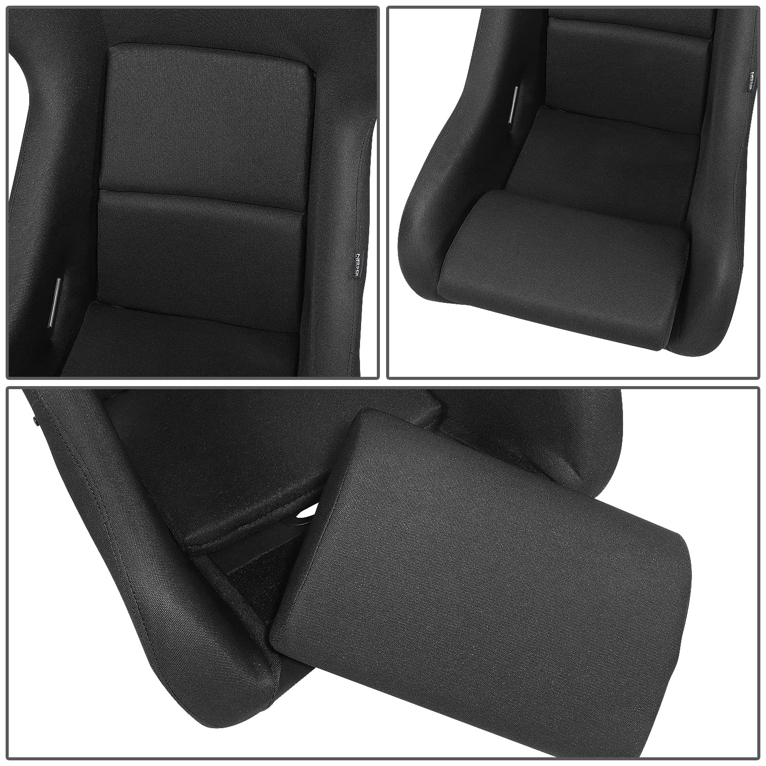 Nrg Innovations Nrg-Frp-600Wt Arrow Embroidery Fixed Back Bucket Racing Seat With Side Mount Brackets,White Fiberglass Shell/Bla
