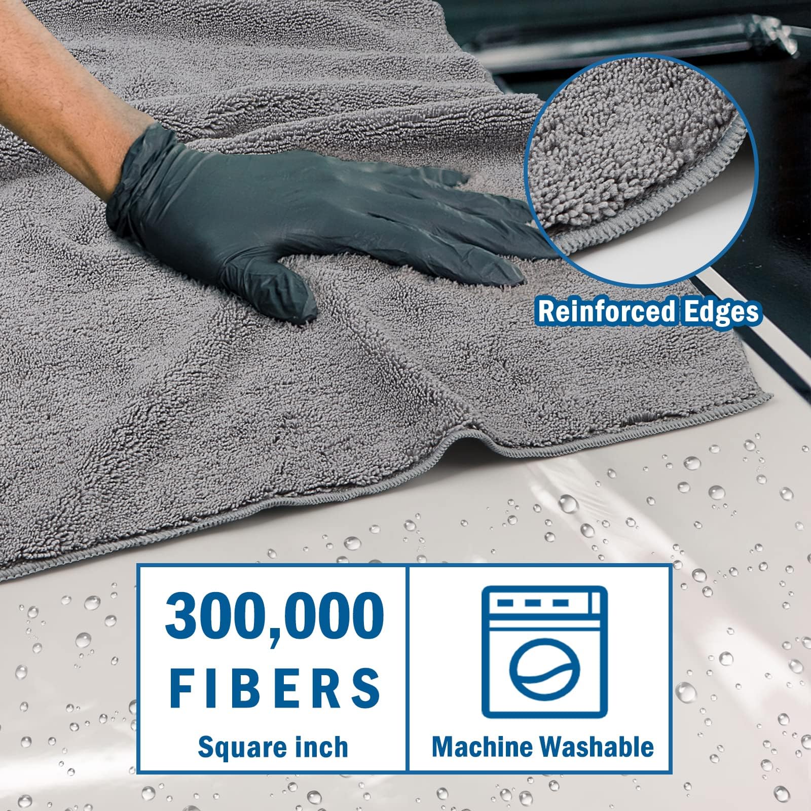 HOMEXCEL Microfiber Car Drying Towels 4 Pack, Lint Free, 31"x24", Grey, Highly Absorbent for Cars, SUVs, RVs, Trucks, and