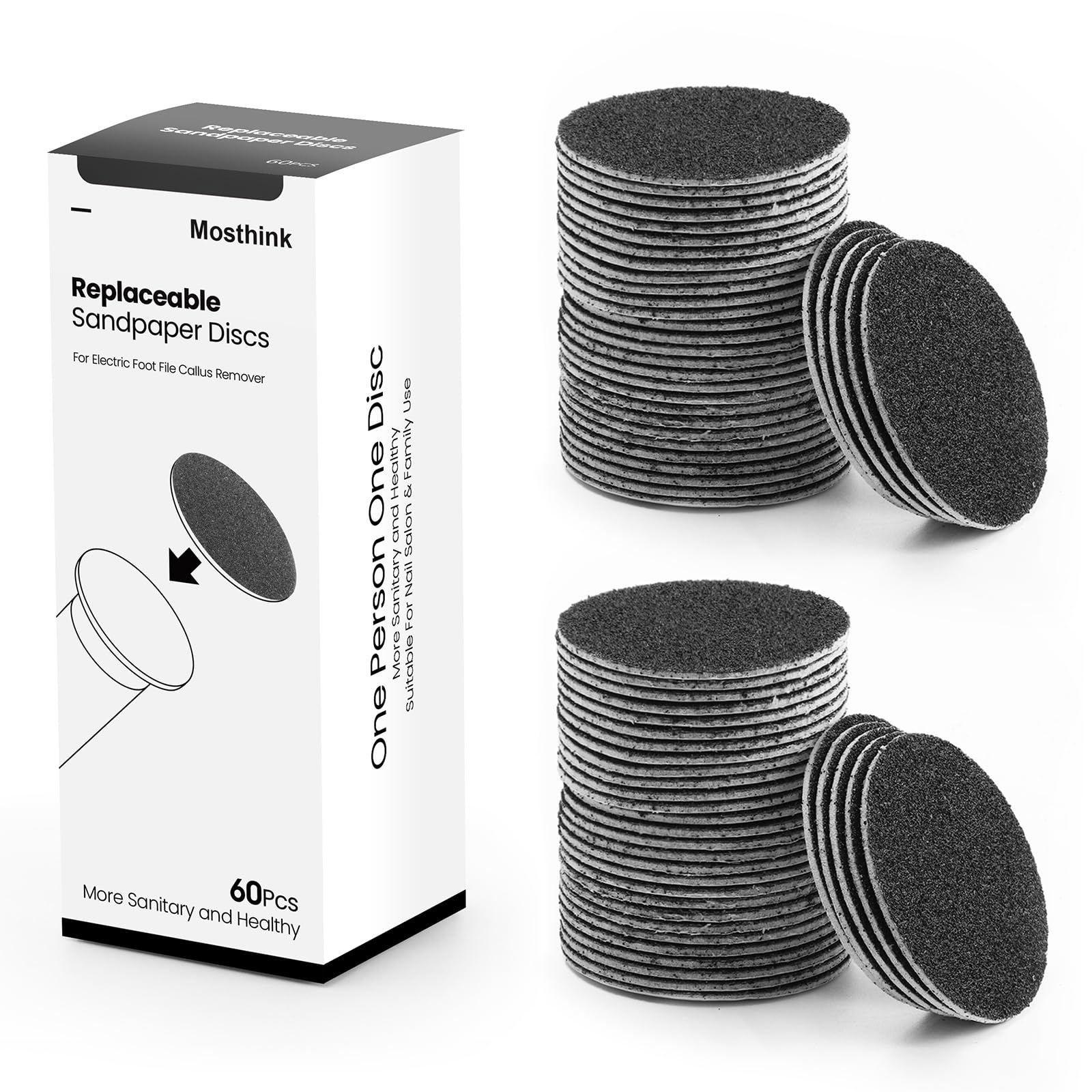 120pcs Replacement Sandpaper Refill Discs for Electric Foot File Callus Remover Tool for Men Women Dead Cracked Hard Skin (60 Grit+100 Grit)-New