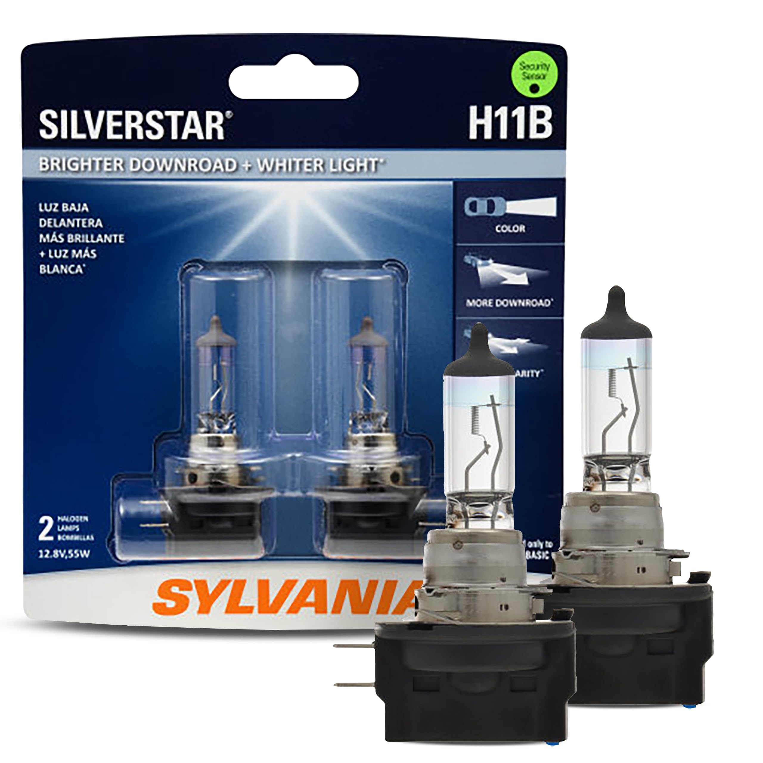 SYLVANIA - H11B SilverStar - High Performance Halogen Headlight Bulb, High Beam, Low Beam and Fog Replacement Bulb, Brighter Dow