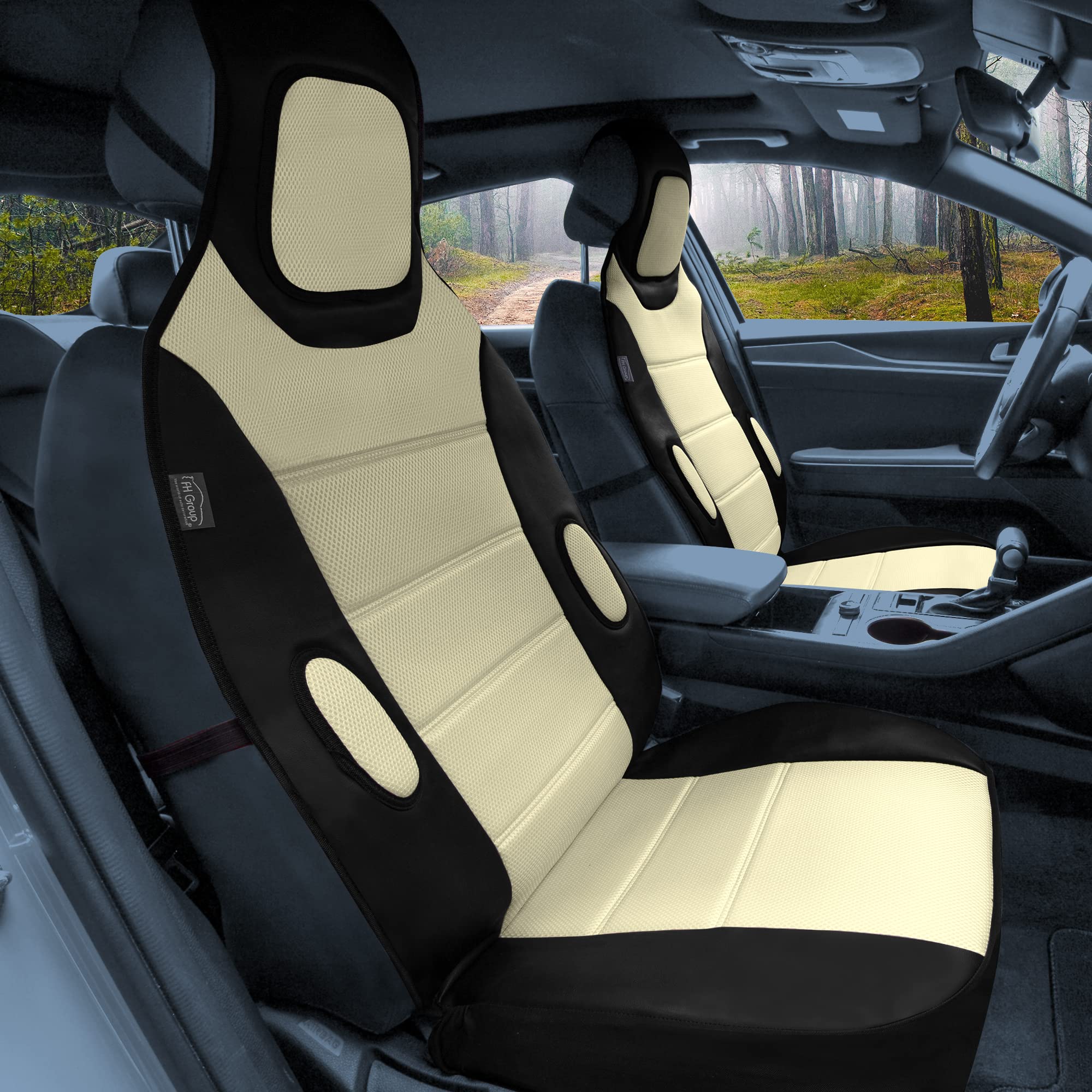 FH Group Front Set Premium 3D Air Mesh Automotive Seat Cushion - Universal Fit, Car Seat Cushions, Airbag Compatible Car Seat Cover for SUV, Sedan, Van, Beige
