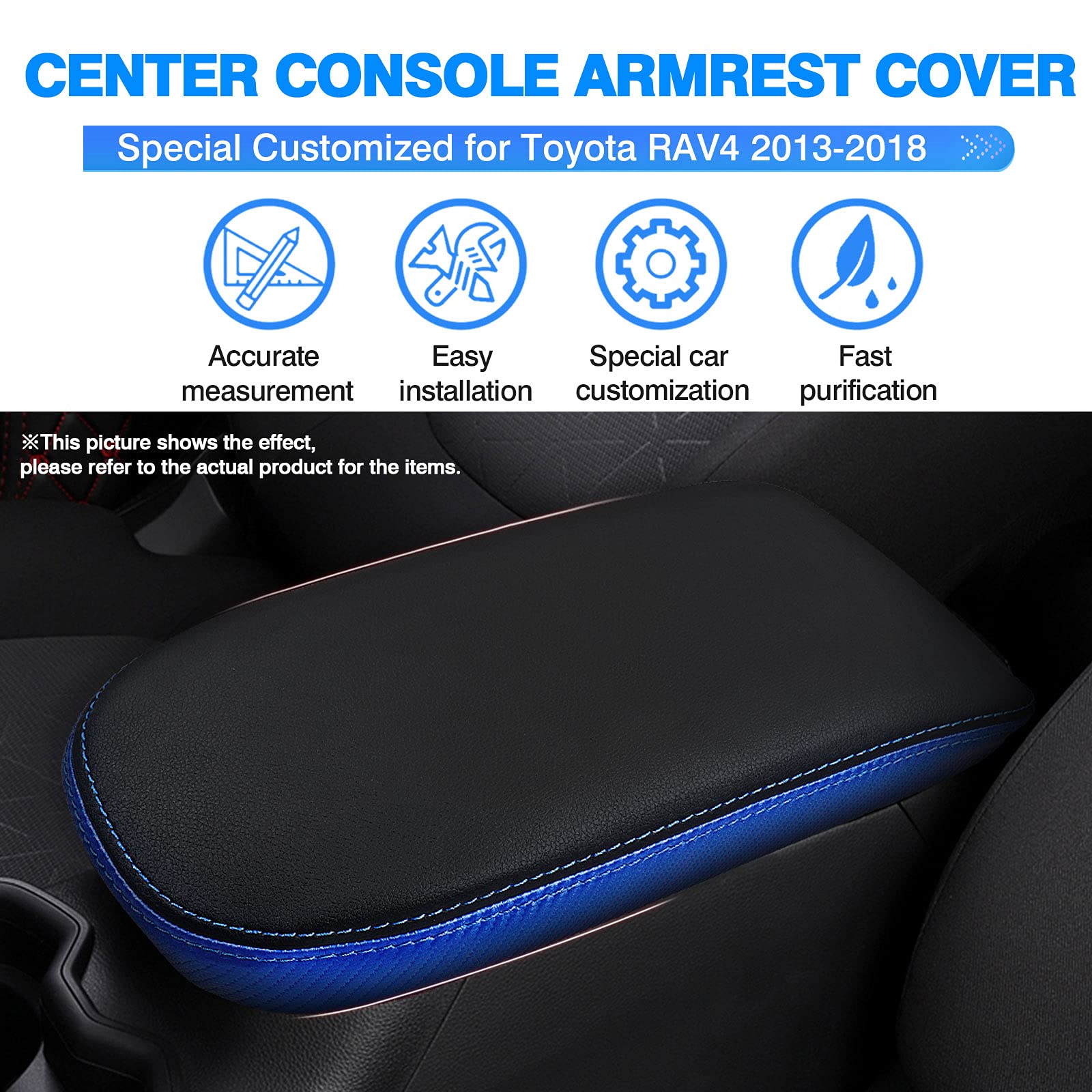 Autorder Center Console Cover For Toyota Rav4 2013 2014 2015 2016 2017 2018 Accessories Armrest Cover Anti-Scratch Middle Consol