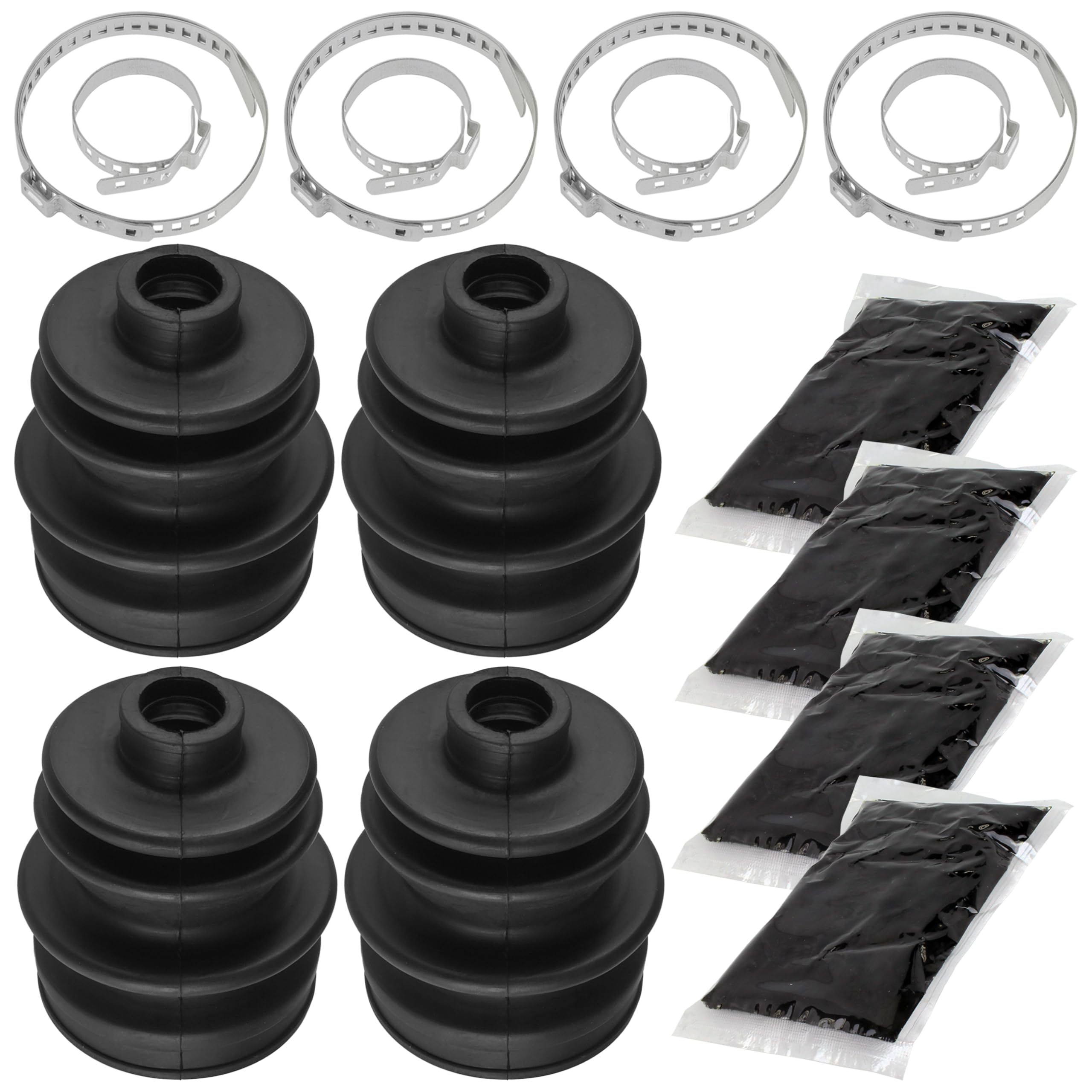 Caltric Front Axle Inner Outer CV Boot Kit Compatible with Arctic Cat 250 300 400 454 500 4X4 1998 1999 2000 2001 / Qty 4