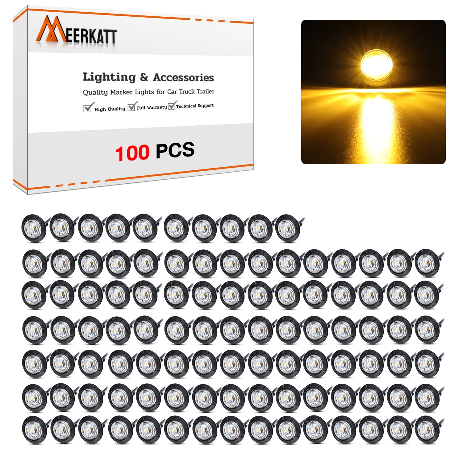 Madcatz Meerkatt Big Sets 3/4 Inch Mini Round 3 Led Side Marker Indicator Clearance Light W/Grommets Truck Car Trailer Boat 12V