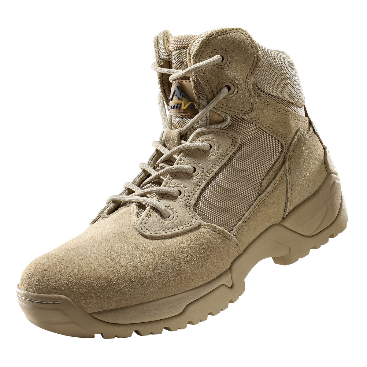 Nortiv 8 Mens Military Tactical Work Boots Side Zipper Lightweight Hiking Motorcycle Combat Boots Sand Size 14 M Us Alloy