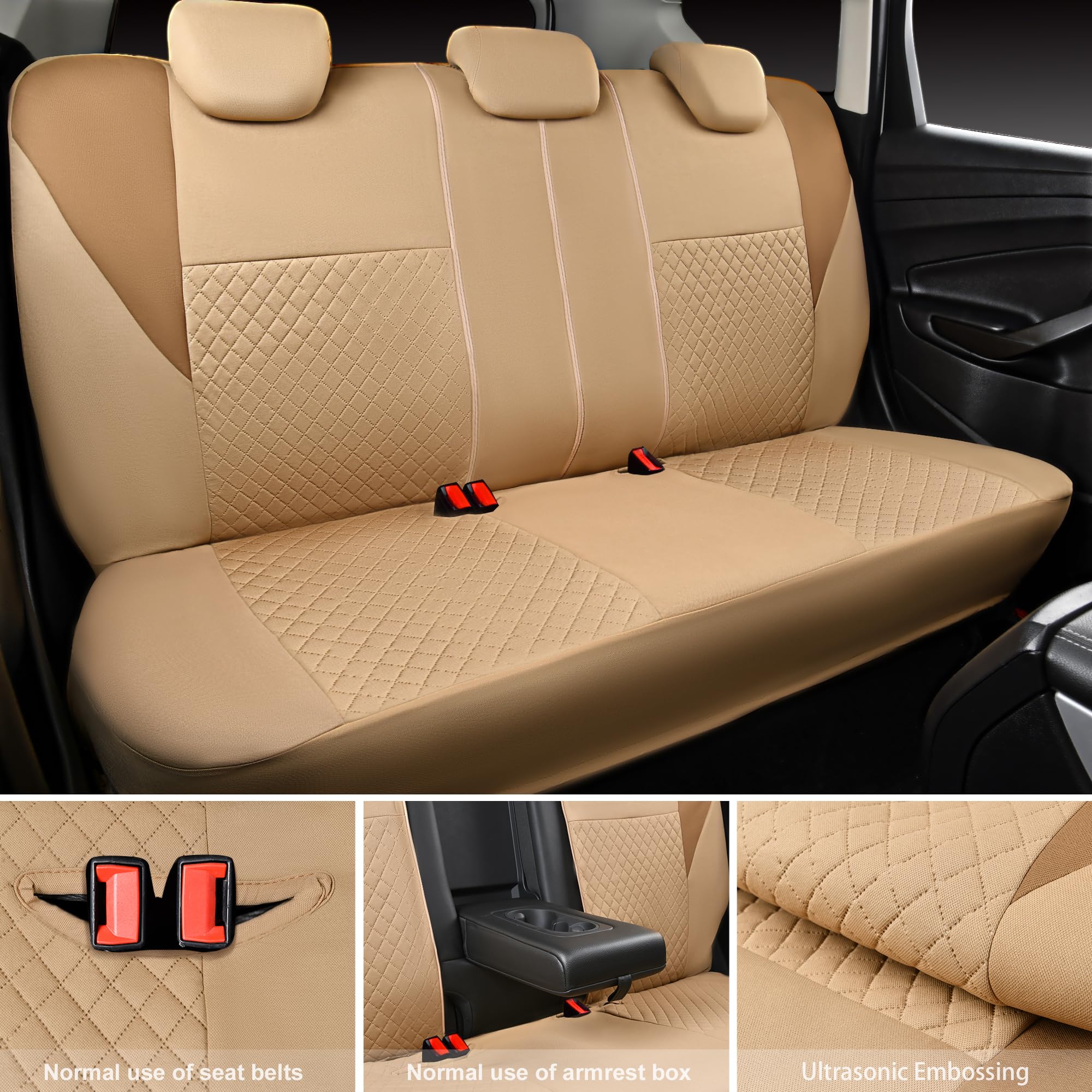 Car Pass Ultrasonic Embossing Cloth Universal Seat Covers,Cute Breathable Car Seat Cover With 5Mm Composite Sponge Inside,Airbag
