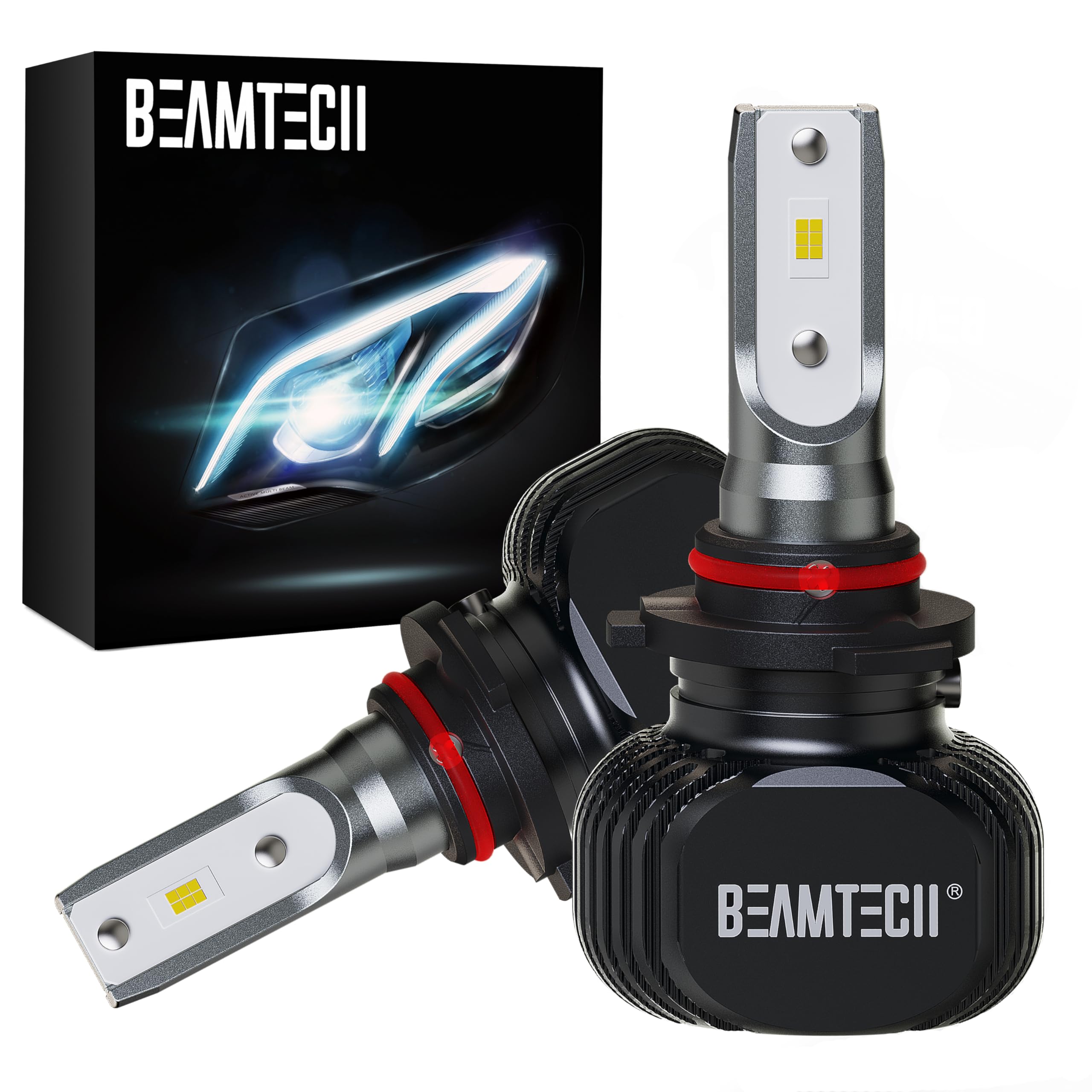 Beamtech 900-5 Bulbs, S1 Series Hb-3 Fanlsess 300% Brighter 6500K White Fog Light, 2 Bulbs