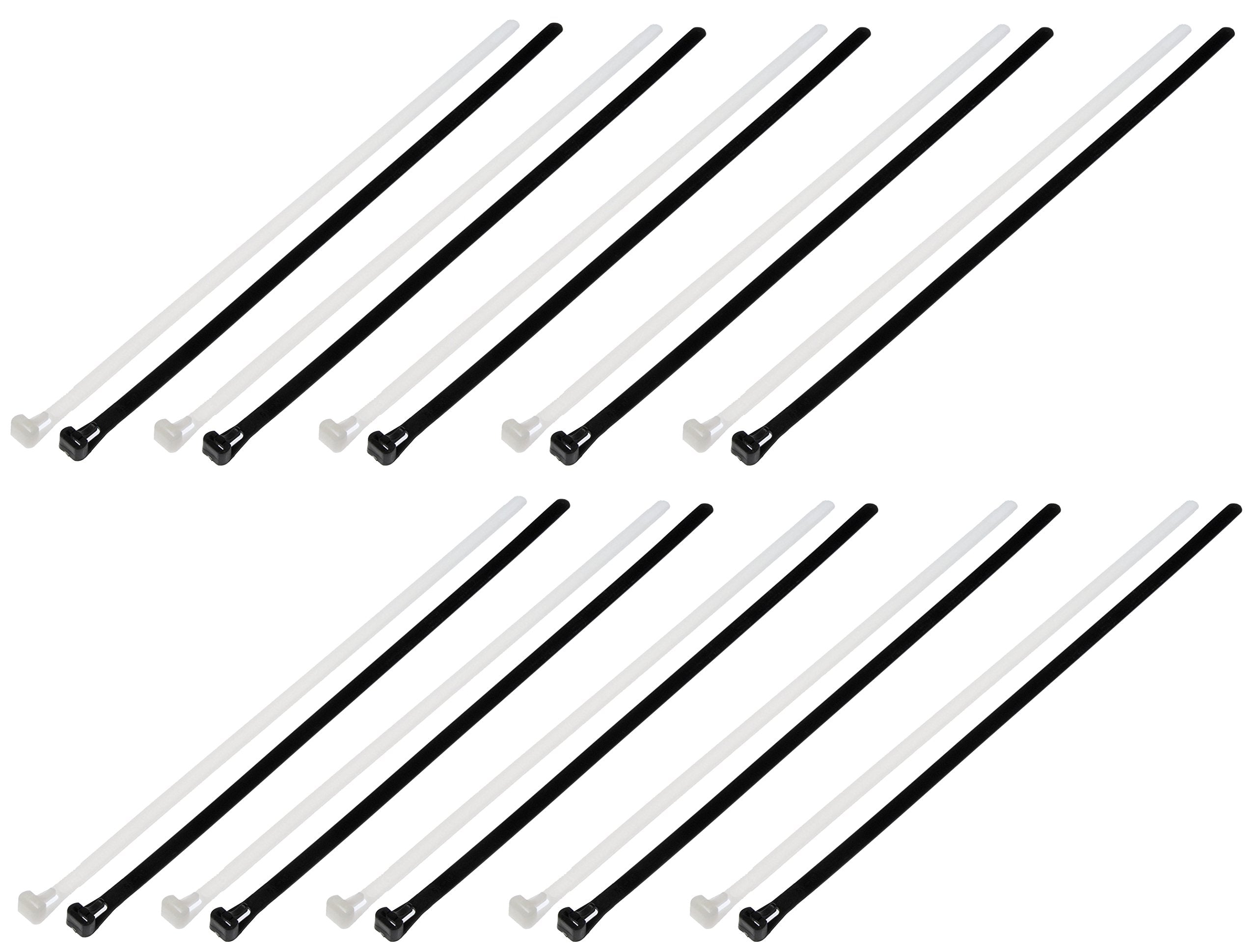 Dorman 83762 12 In. Reusable Black And White Wire Ties, 20 Pack Universal Fit