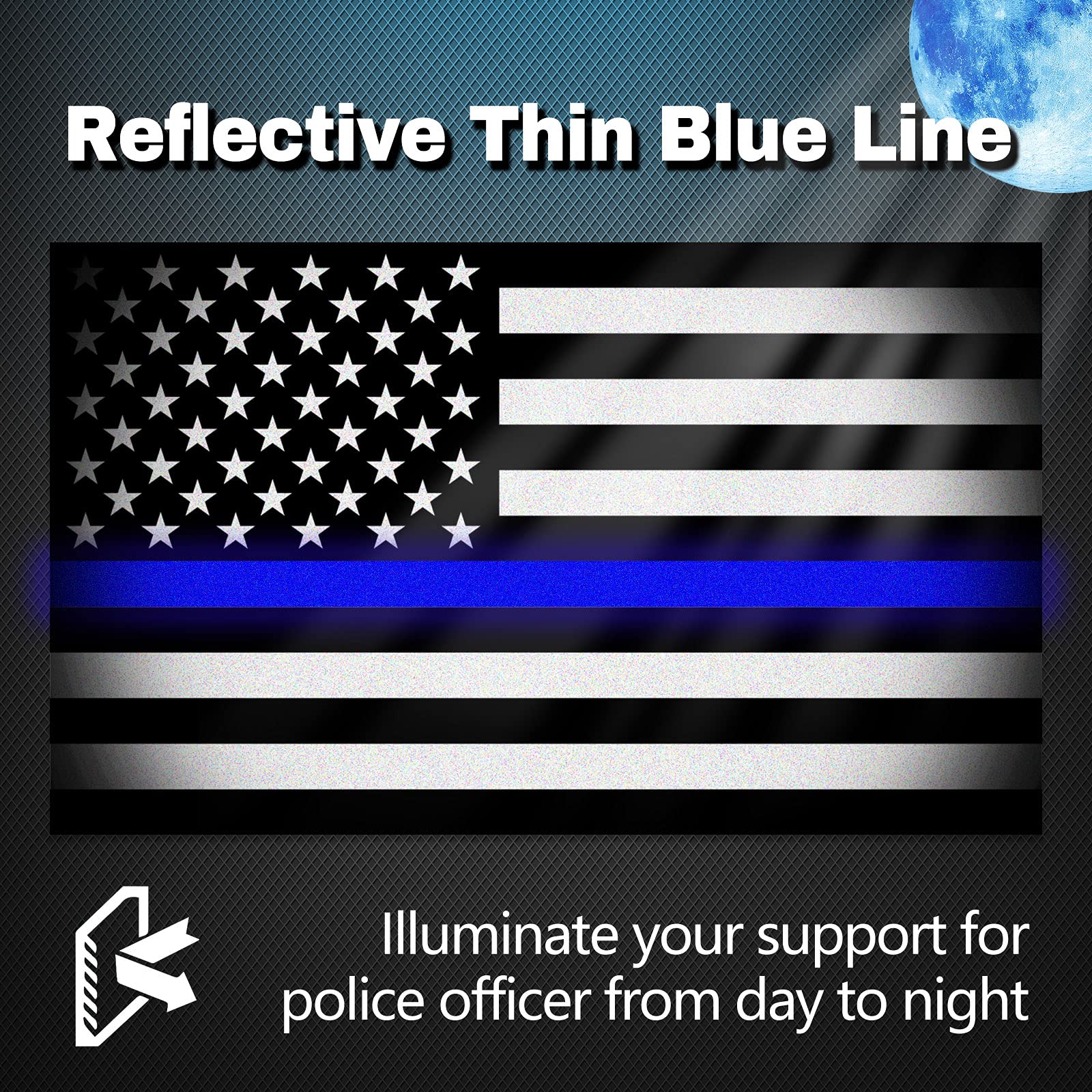 Reflective Us Flag Decal Packs With Thin Blue Line For Cars & Trucks, 5 X 3 Inch American Usa Flag Decal Sticker Honoring Police