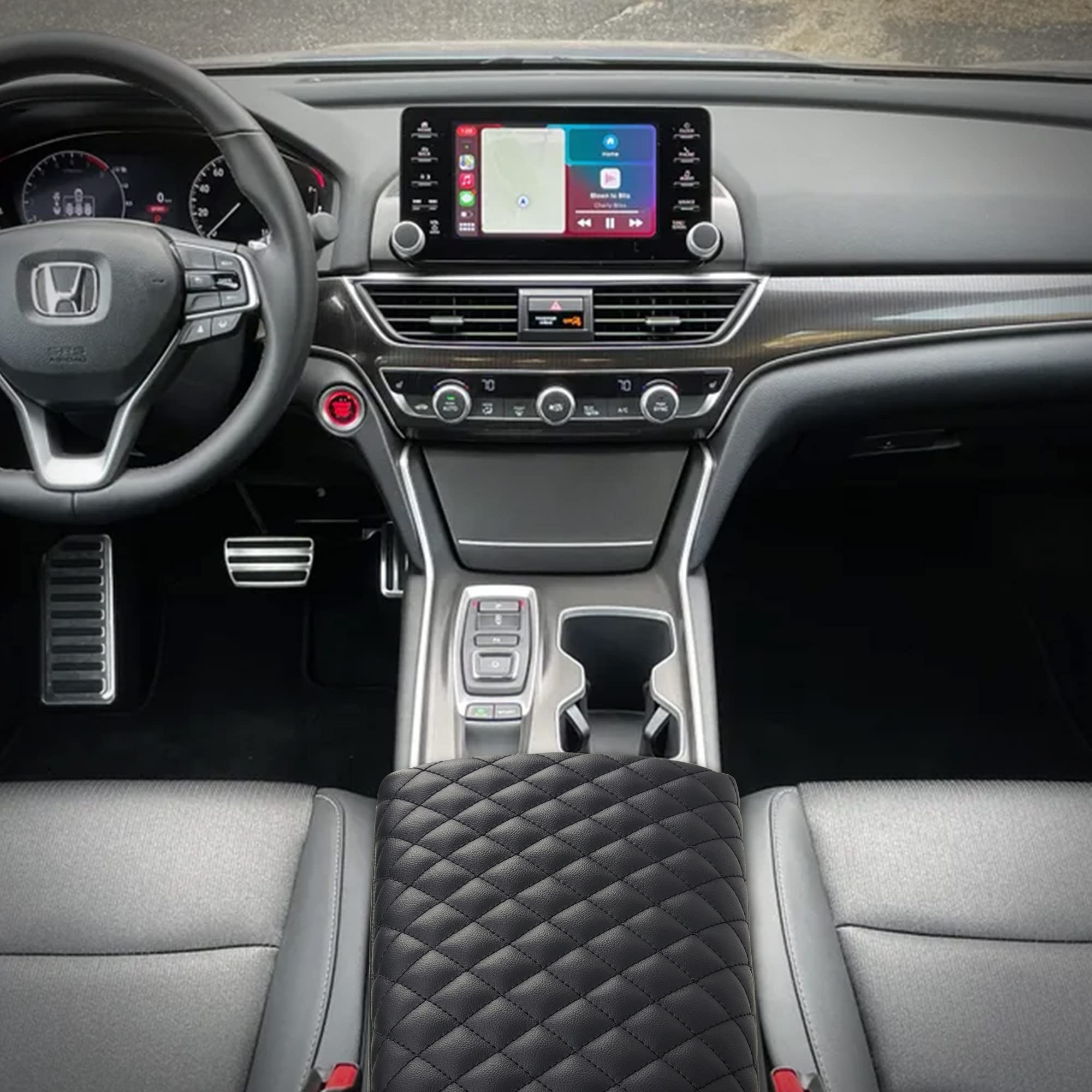 Kmmotors Accord(2018~2022) Console Cover, Armrest Cushion, Center Console Lid Cover, Vegan Leather, Car Accessories, Car Gadgets