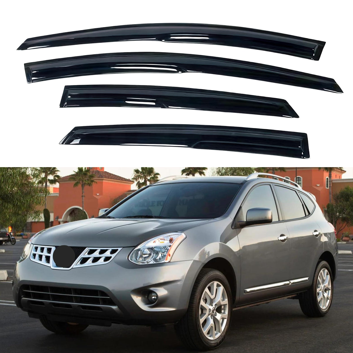 Ig Window Visor For Nissan Rogue 2009-2013 & Rogue Select 2014-2015, Rain Guard Tape-On Side Vent Window Deflector Mugen Style,