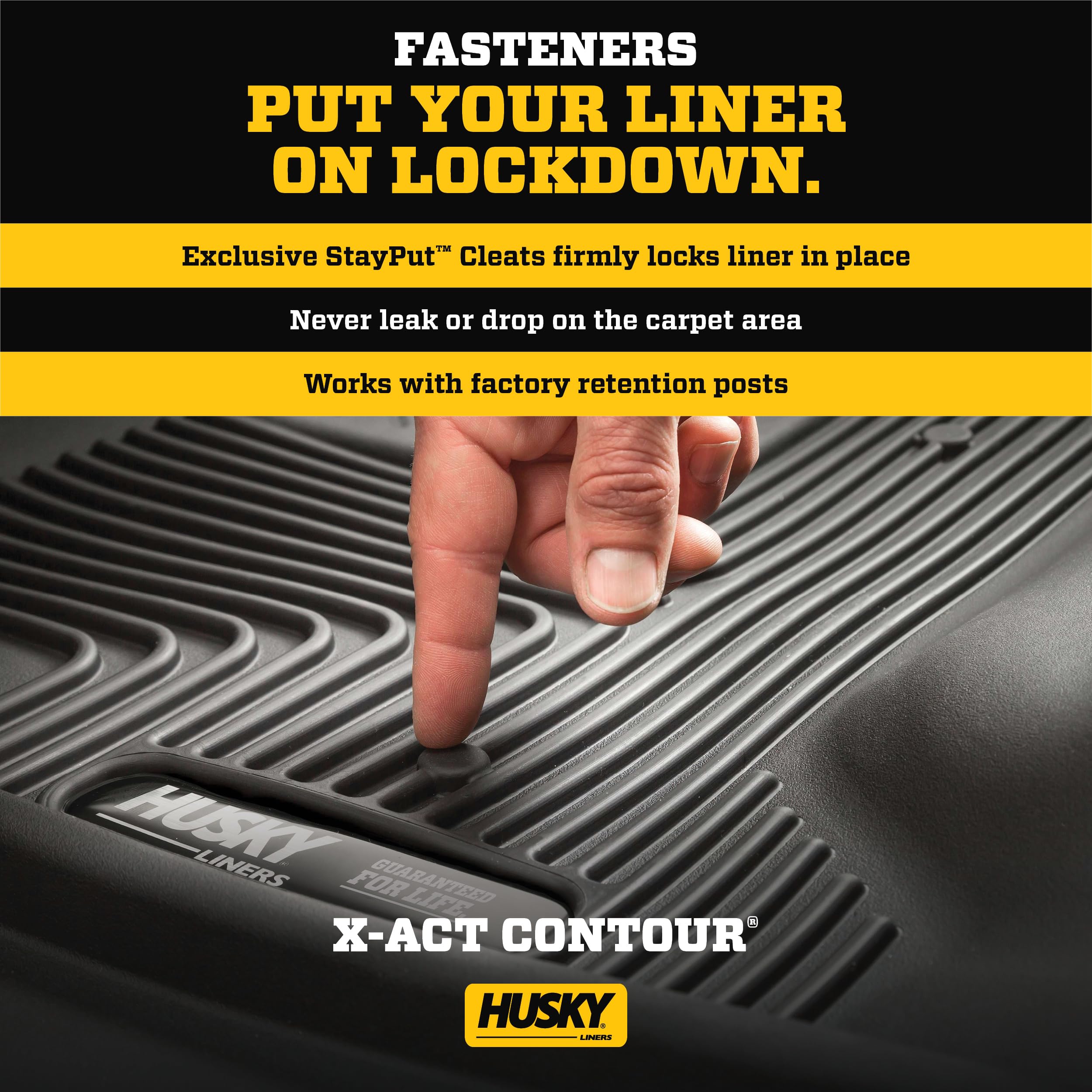 Husky Liners X-Act Contour Floor Mats | Fits 2022-2024 Jeep Grand Wagoneer W/2Nd Row Bucket Seats | 2Nd Row, 1-Pc Black - 51421