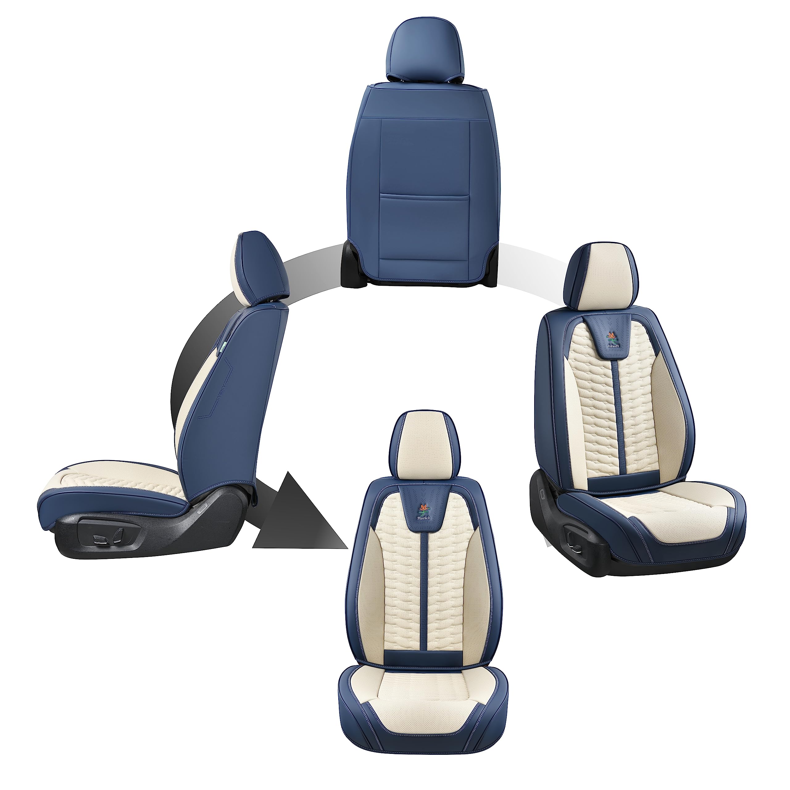 Florich Front Seat Covers, Leather Seat Covers, Universal Car Seat Covers 2Pcs, Waterproof Car Seat Protector, Driver Seat Cover