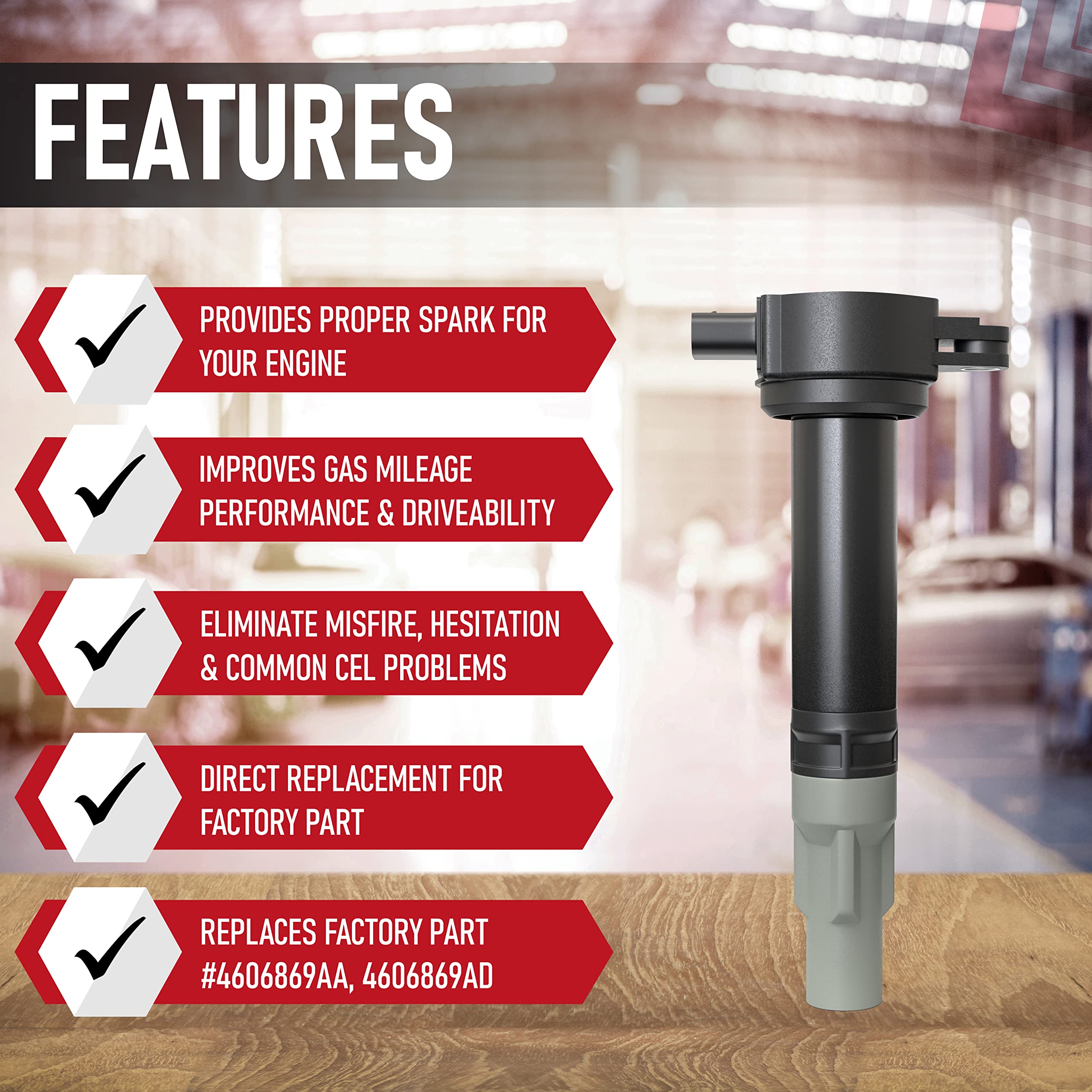 Ignition Coil Pack - Compatible With Dodge & Chrysler Vehicles - V6 2.5L, 2.7L, 3.5L - Replaces 4606869Aa - Fits Magnum, Charger