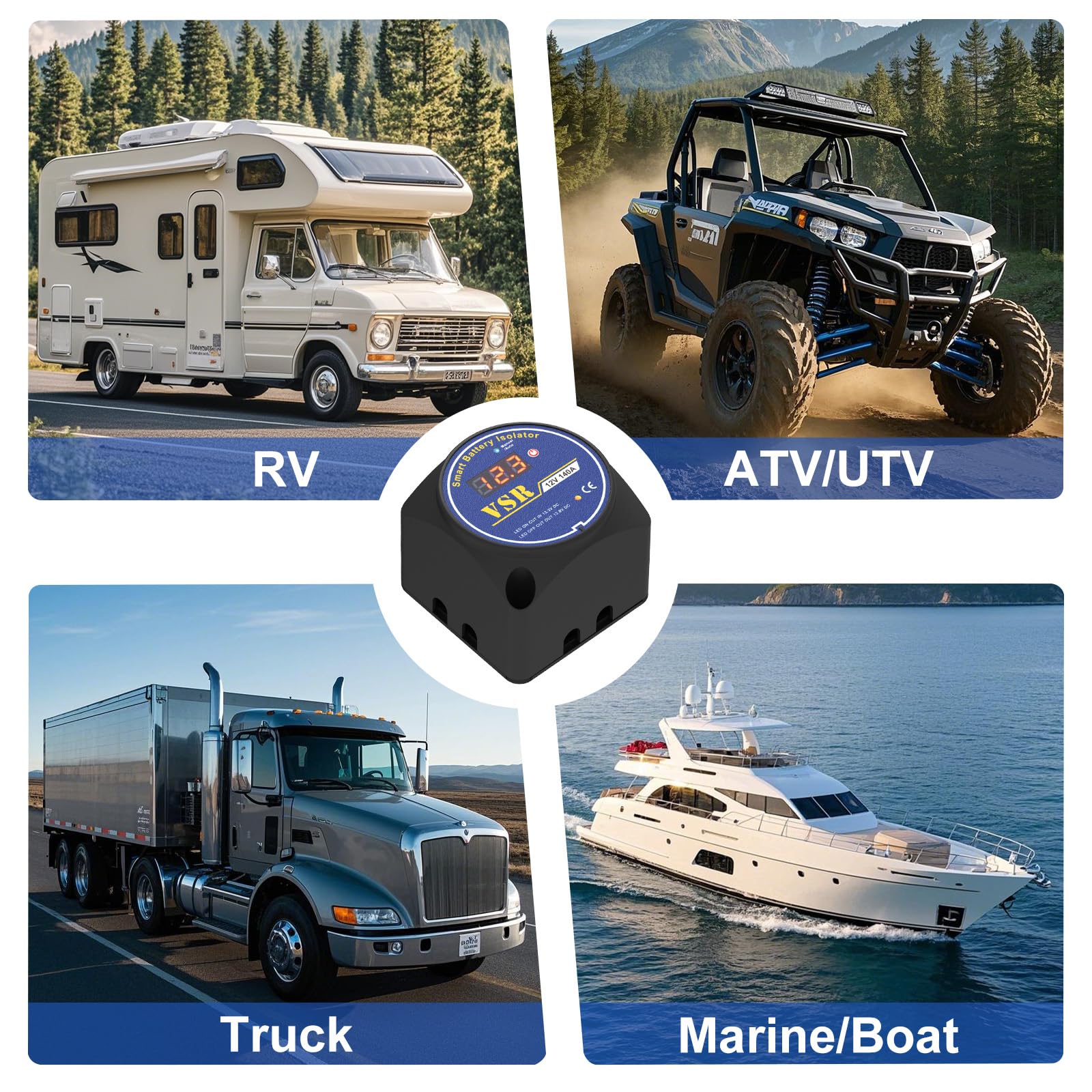 Uckasayfy Dual Battery Isolator 12V 140Amp, Voltage Sensitive Relay Vsr, Smart Battery Isolator Compatible With Utv Marine Car R