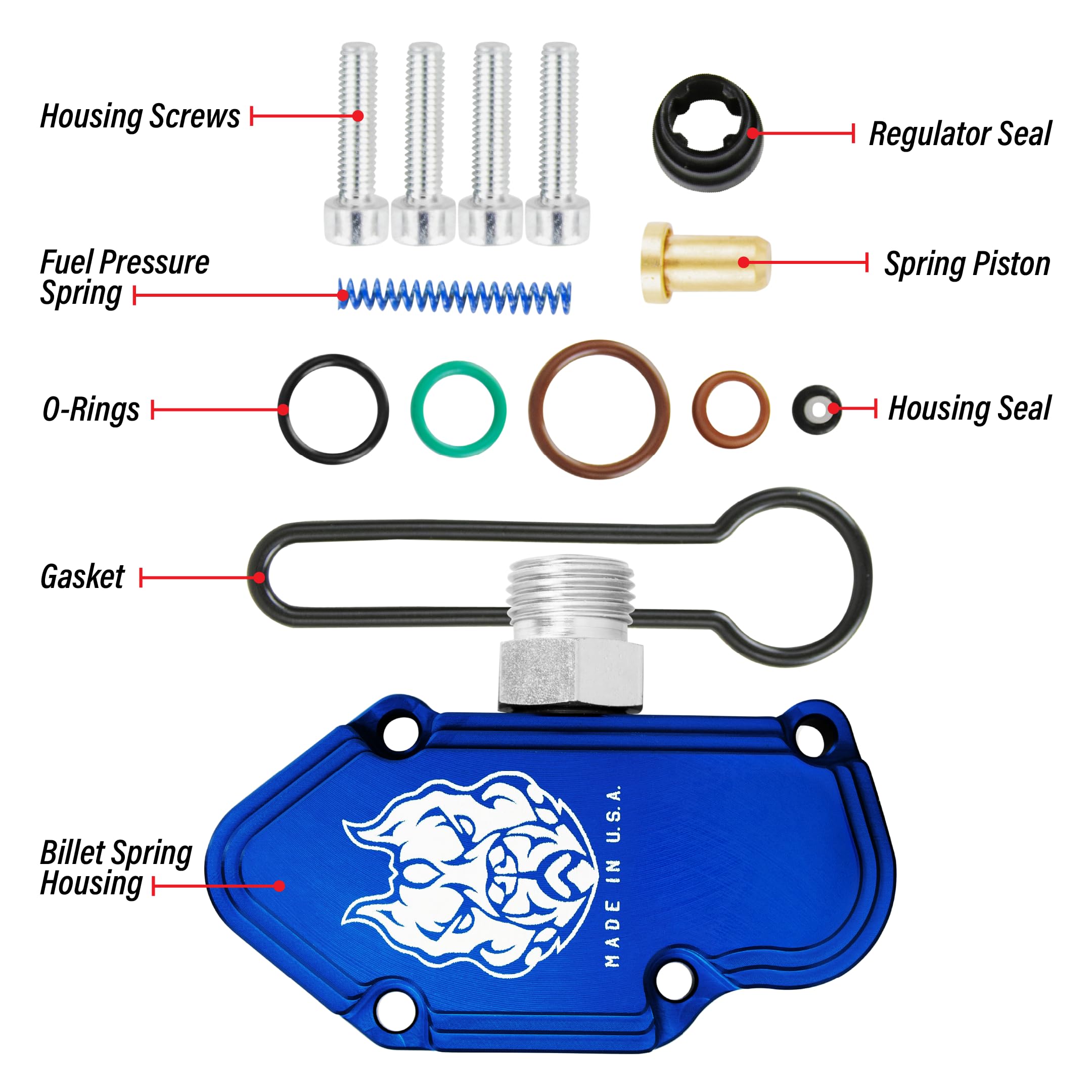 Sinister Diesel Blue Spring Kit With Billet Spring Housing - Fuel Regulator Kit - 2003-2007 Ford Blue Spring Kit 6.0 Powerstroke