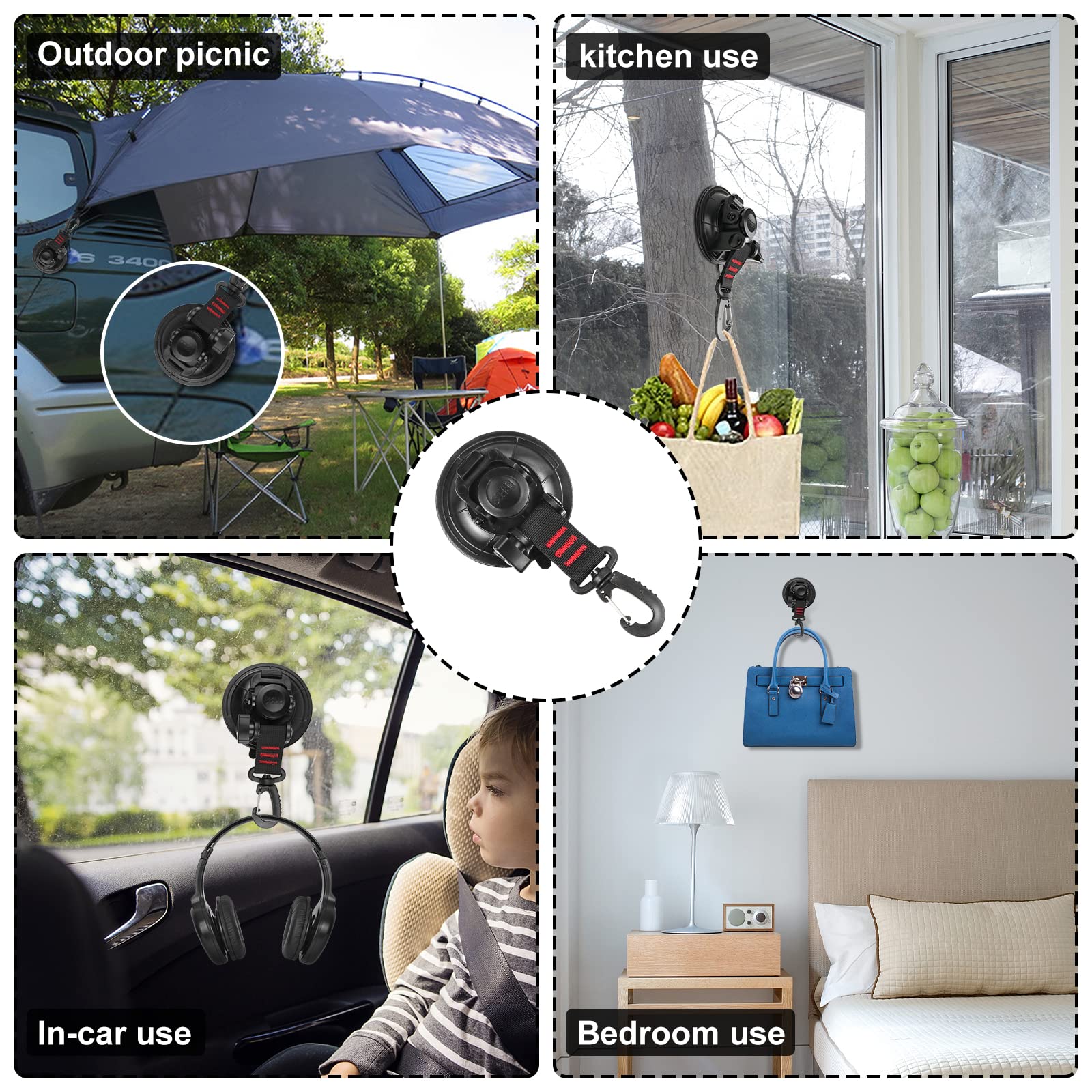 Vashly Heavy Duty Suction Cup 8Pcs Strong Suction Cups With Hooks And 8Pcs Tarp Clips Deavy Duty Lock Grip For Car Awning Boat C