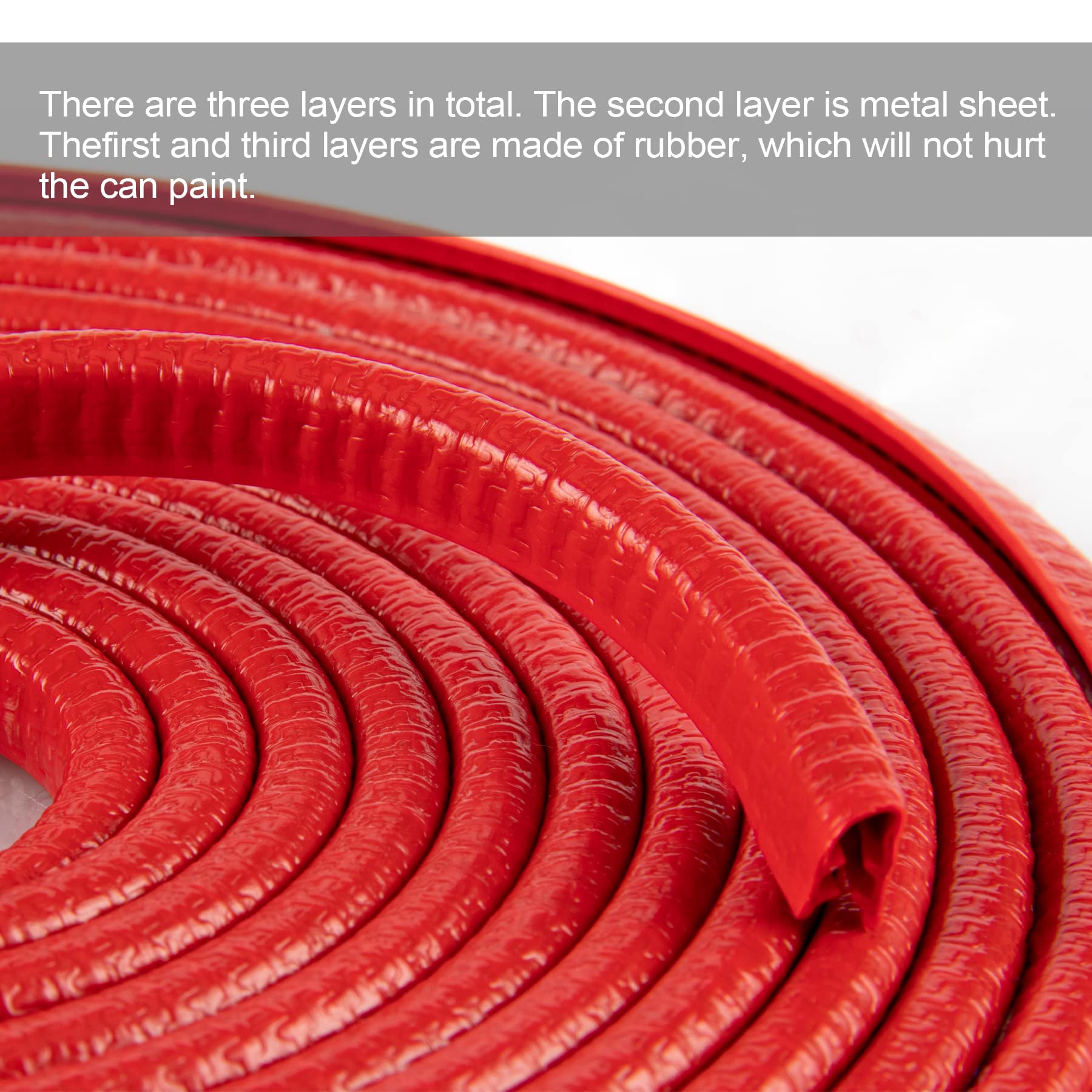 Singaro 16.4Ft (5M) Car Door Edge Guard, No Glue Rubber Decorative Protective Strip, Car Door Entry Protector, Applicable To Car, Truck, Suv And Atv,Car Exterior Accessories(Red)