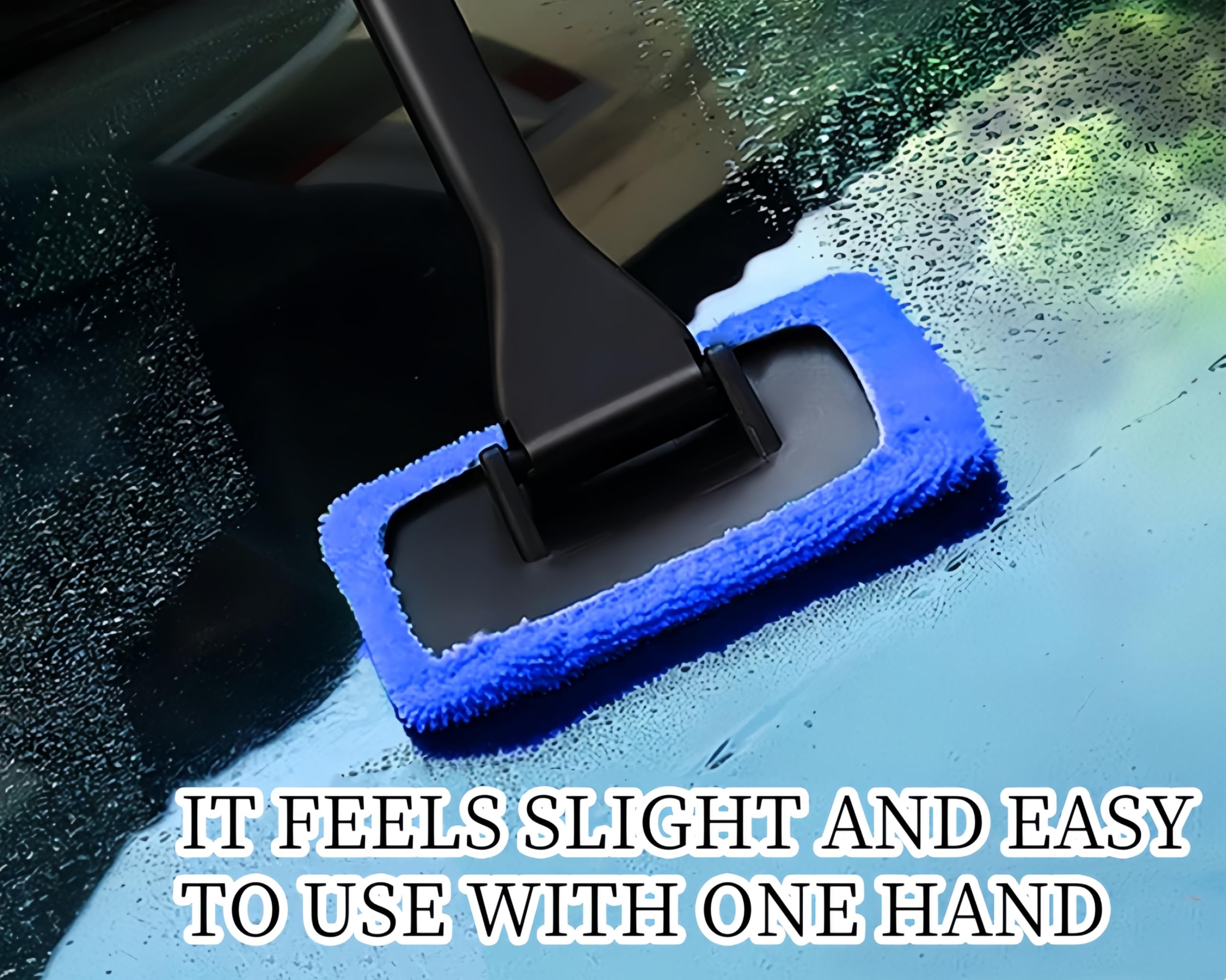 6PCS Windshield Cleaning Tool Car Window Cleaner with 5 Reusable and Washable Microfiber Pads and Extendable Handle Auto Inside