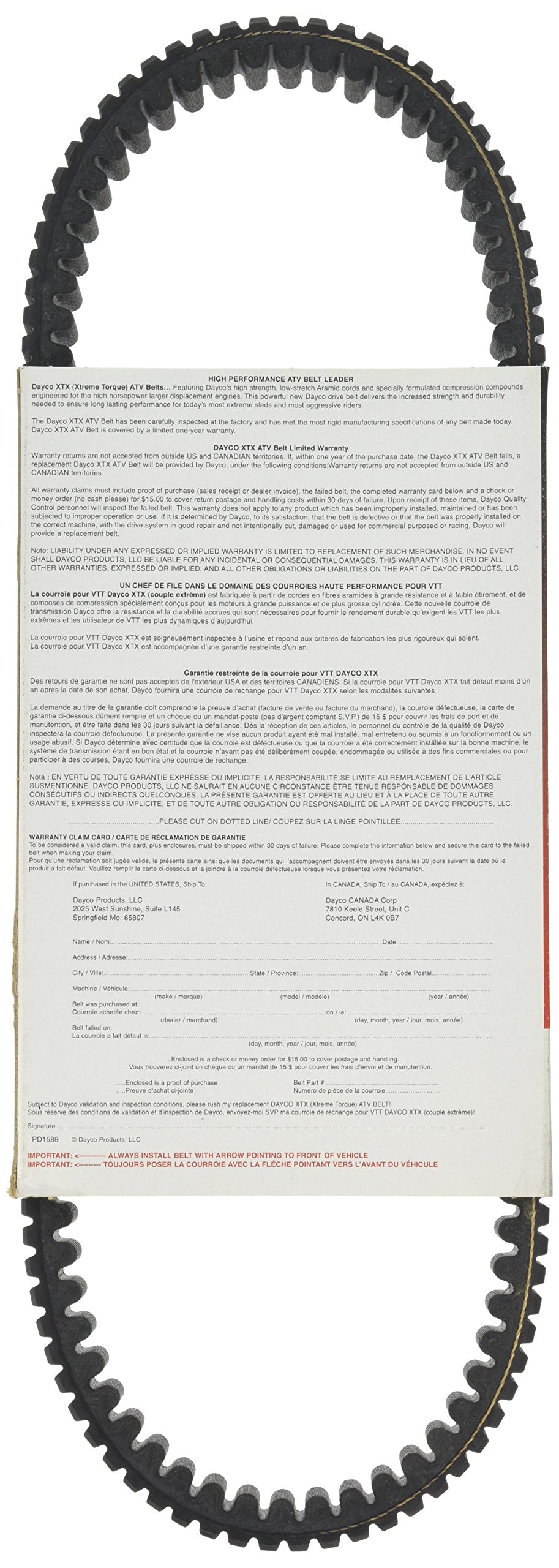 Dayco Xtx2250 Xtx Extreme Torque Atv/Utv Drive Belt, Black