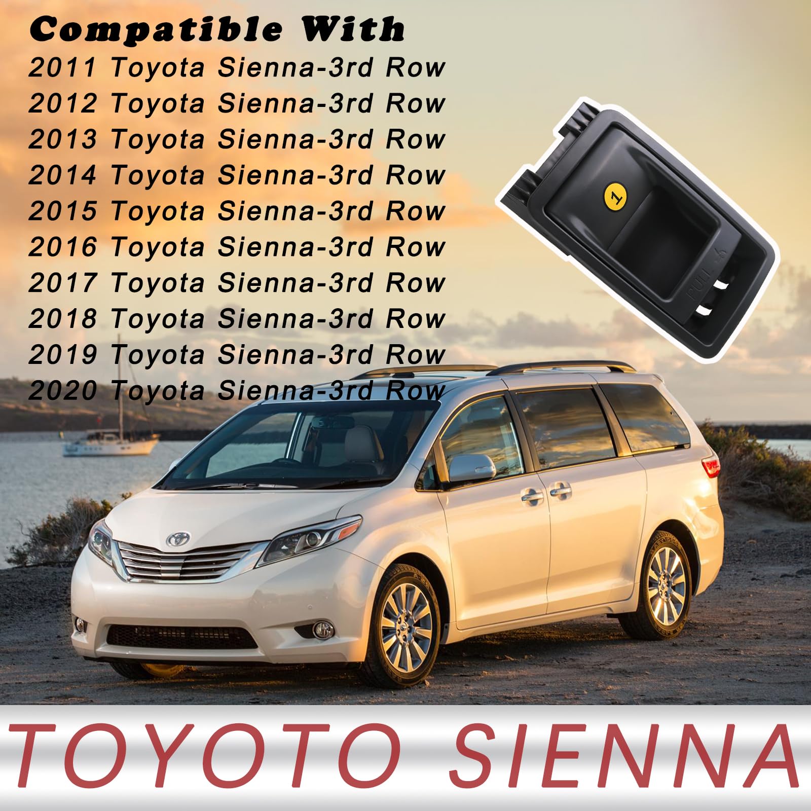 TQPONLY Folding Seat Latch Release Handle for 11-20 Toyota Sienna, Black Replacement Part 75220 72909-08011