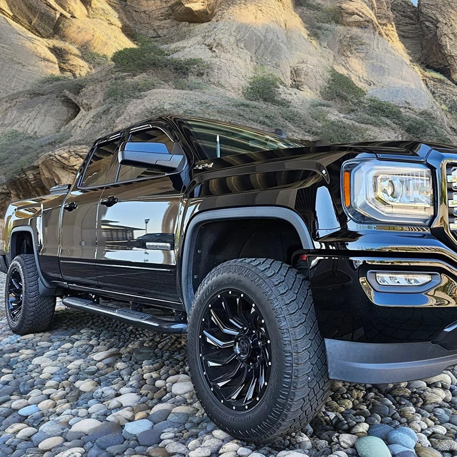 Side Window Deflectors Vent Window Visor For 2015-2018 Silverado & Sierra 1500 2500Hd 3500Hd Double Cab/Extended Cab Rain Guard