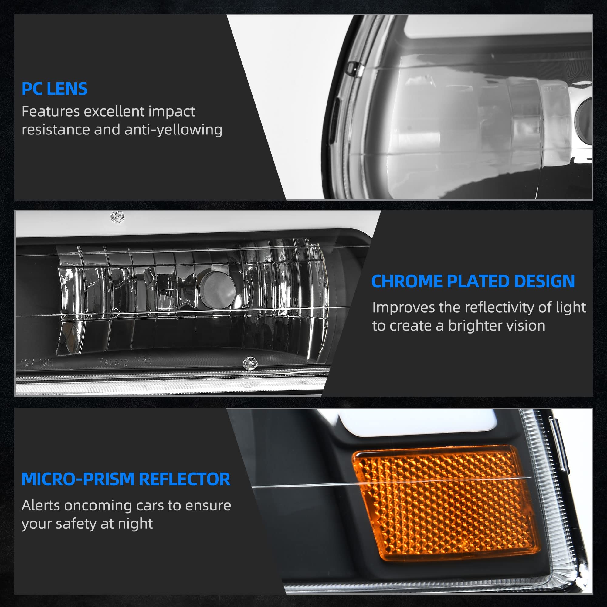 Autosaver88 Led Drl Headlight Bumper Lamps Compatible With 1999 2000 2001 2002 Chevy Silverado 2000-2006 Chevrolet Tahoe Suburba