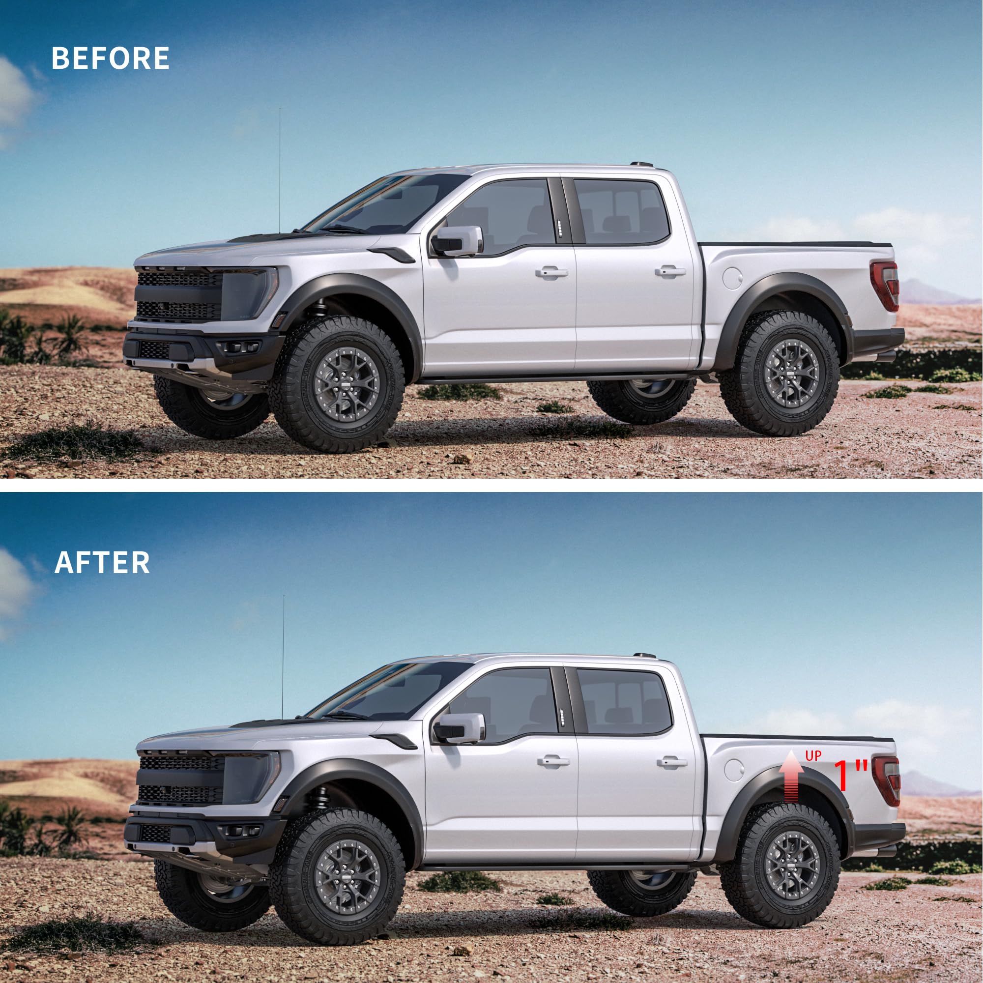 1 Inch Rear Lift Block Compatible With 1999-2023 Silverado 1500 Sierra 1500, 1'' Rear Leveling Lift Kits With Extended Square U-