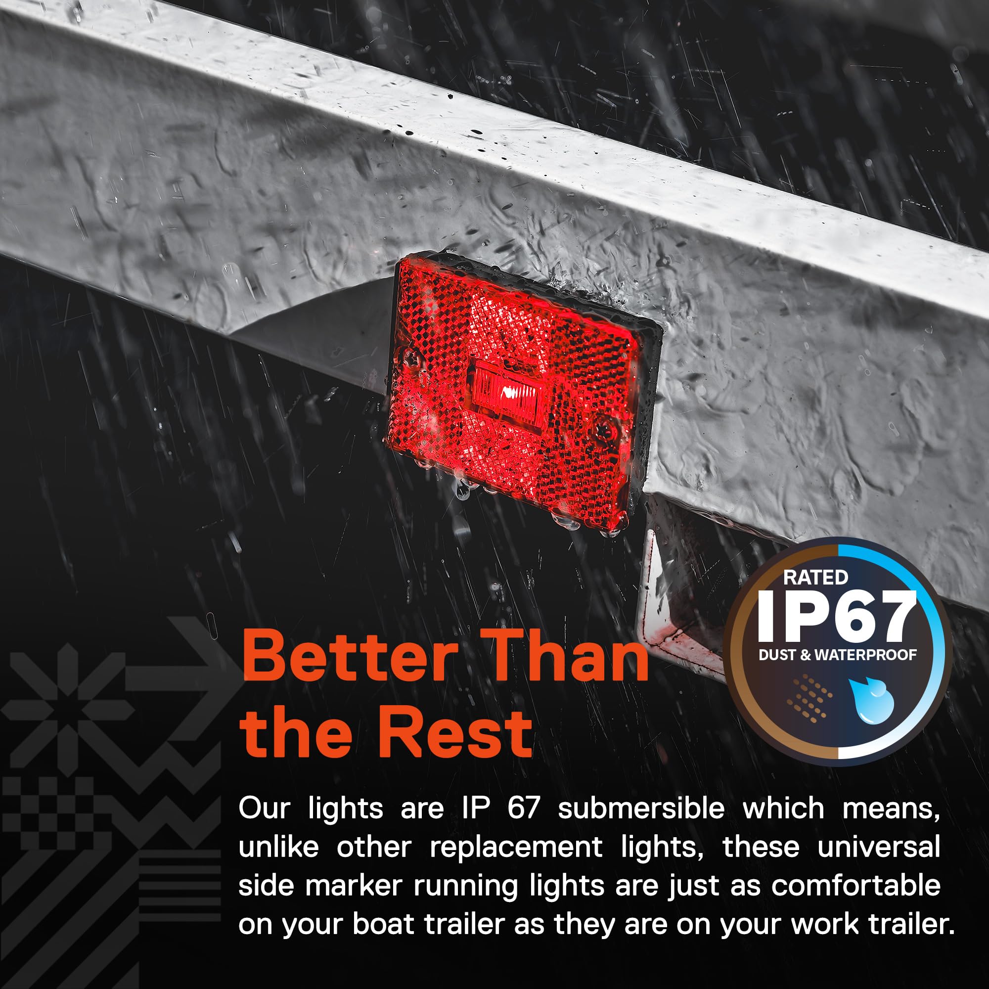 True Mods 4Pc 2X3 3X2 Inch Red Led Stud-Mount Side Marker Light [Dot Fmvss-108] [Sae Ap2] [Ip67 Waterproof] [Integrated Reflecto