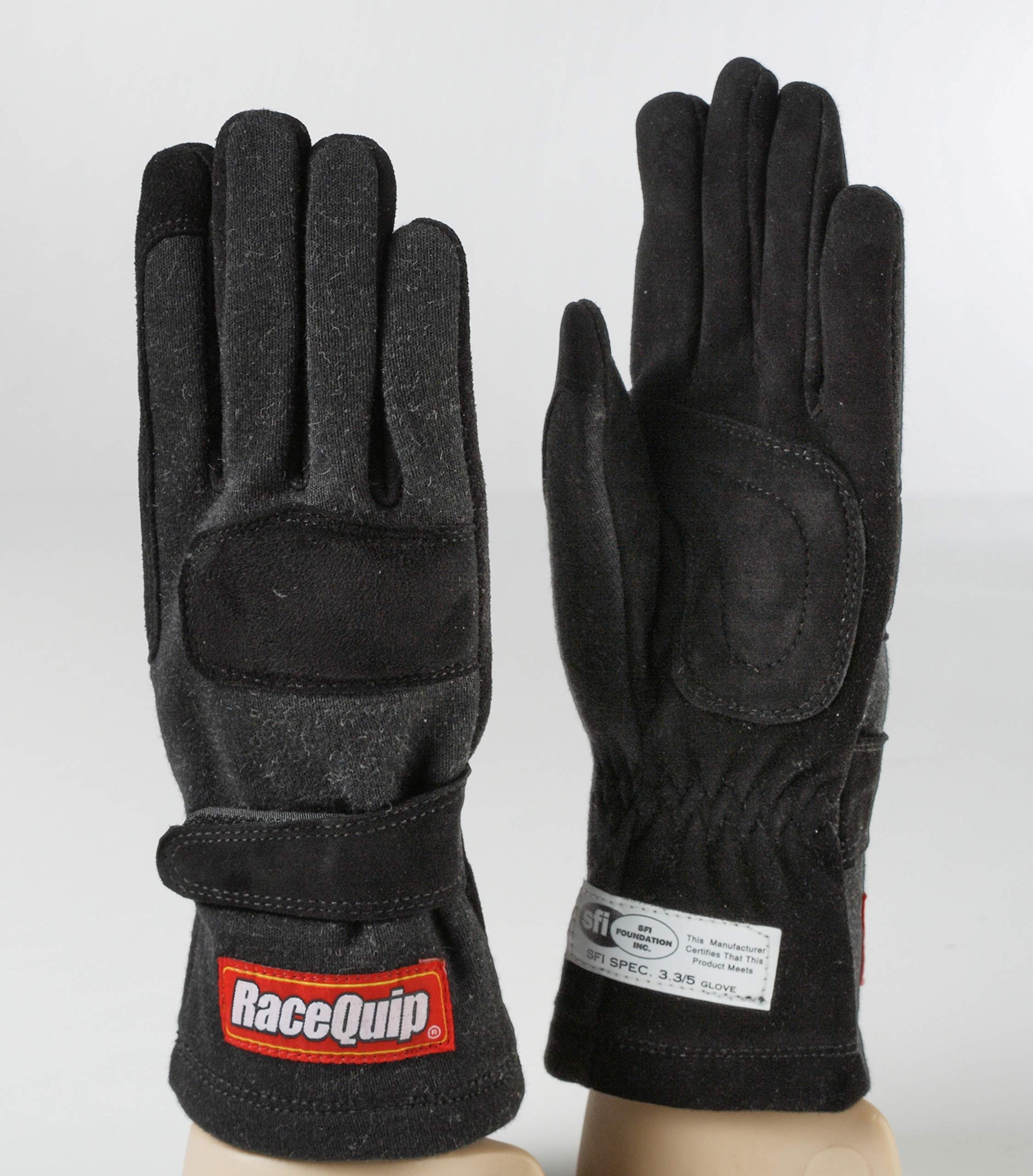 Racequip Race Gloves 355 Series 2 Layer Nomex Sfi 3.3/5 Certified Black Junior Medium 3550093