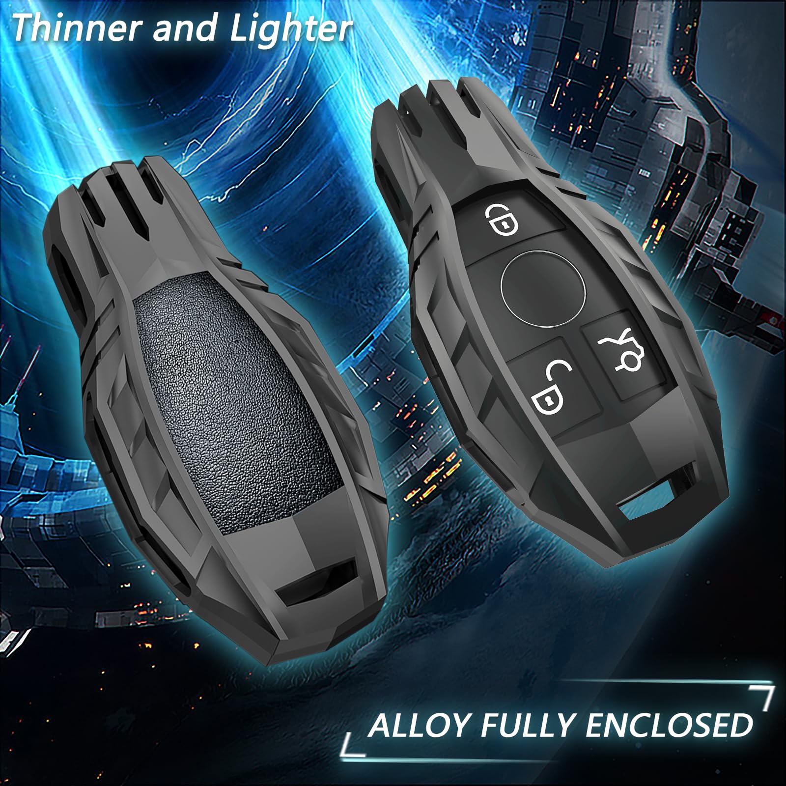 Ocezbiis For Mercedes Benz Key Fob Cover,Keychain,Zinc Alloy Protection Car Key Shell Case Compatible With C E S M Cls Clk G Cla