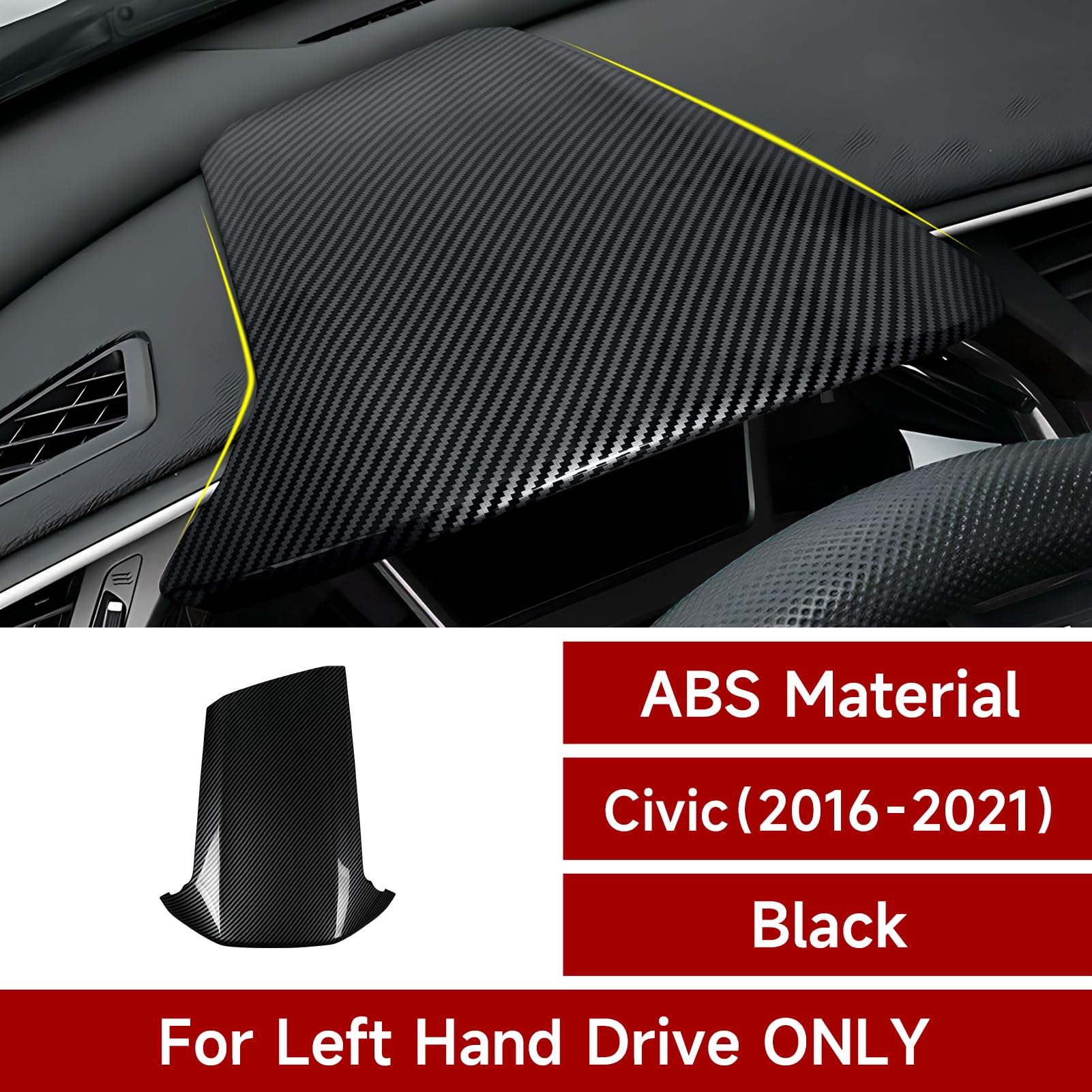 BRMYL Car Dashboard Instrument Protective Cover Decals for 2016-2021 Honda Civic 10th Gen Accessories ABS Carbon Fiber Stickers
