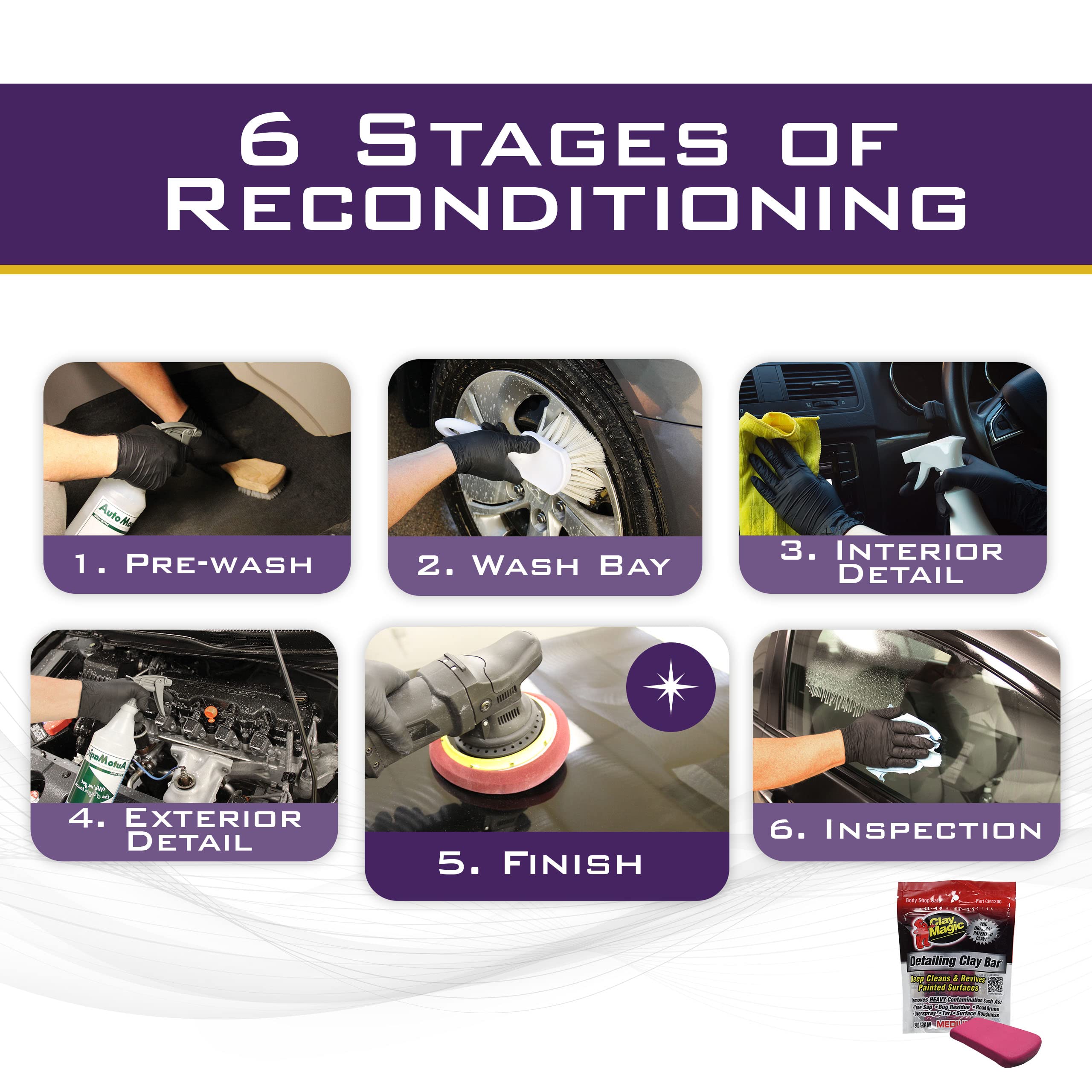 Evercoat Auto Magic Clay Magic - Red Clay Bar For Glass, Chrome, Fiberglass And More - Medium - 200 Grams