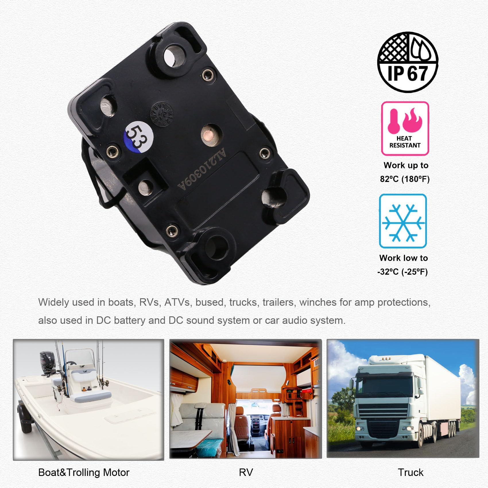 T Tocas 100A Amp Circuit Breaker for Boat Trolling Motor Marine ATV Vehicles Stereo Audio Battery Solar System with Manual Reset Switcher 100 amp Waterproof DC 12V-48V (100A)