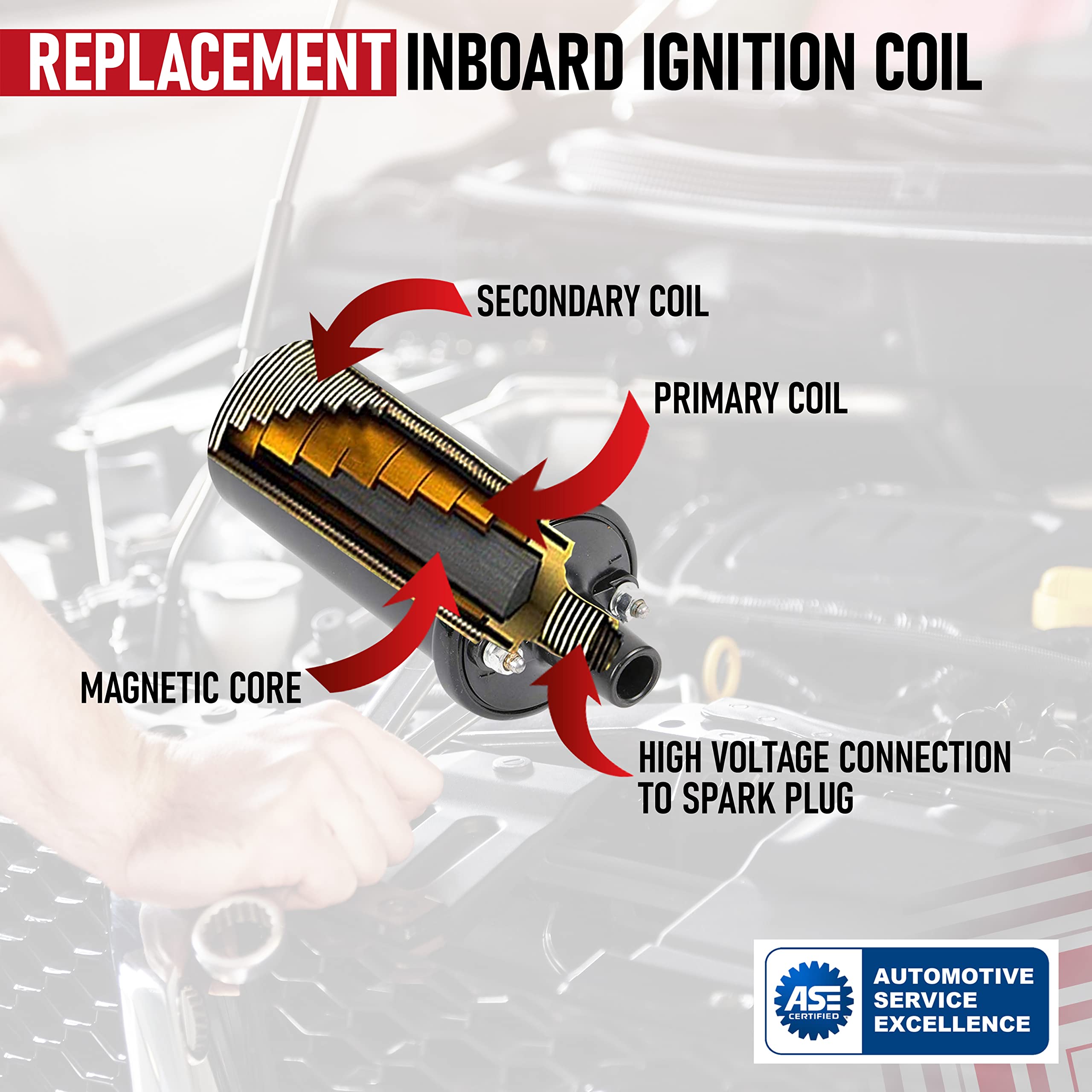 Replacement Inboard Ignition Coil - Compatible With Mercruiser Thunderbolt Iv And V Ignition Systems With Hei - Replaces 18-5438