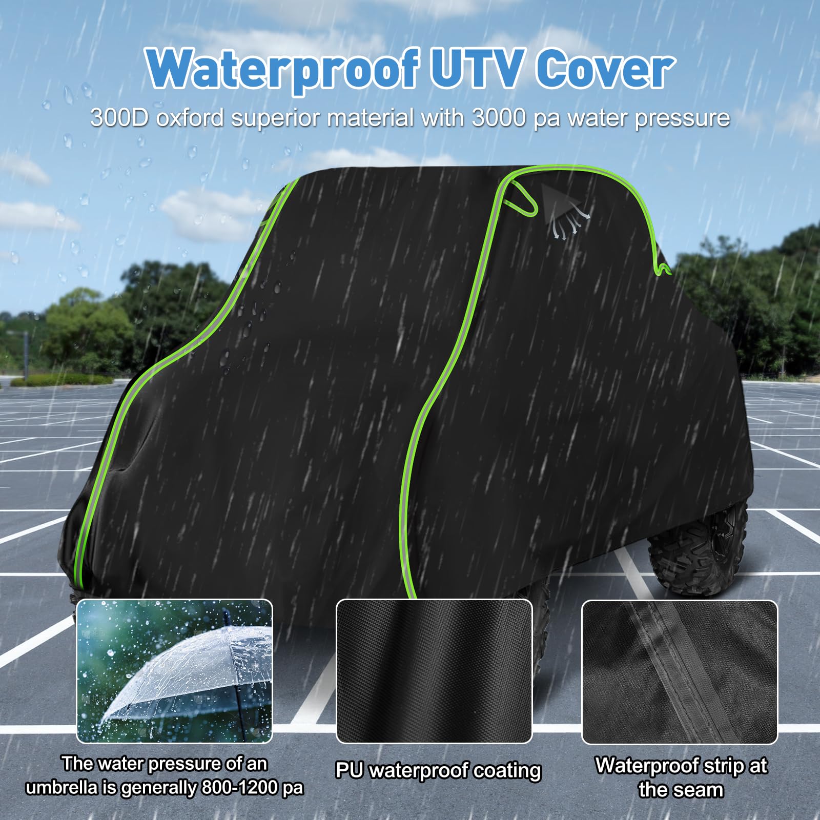 Qunsunus Utv Cover 2-3 Seater Compatible With Polaris Rzr Cover/Can-Am Defender Cover/Yamaha Yxz Cover All-Weather Protection He