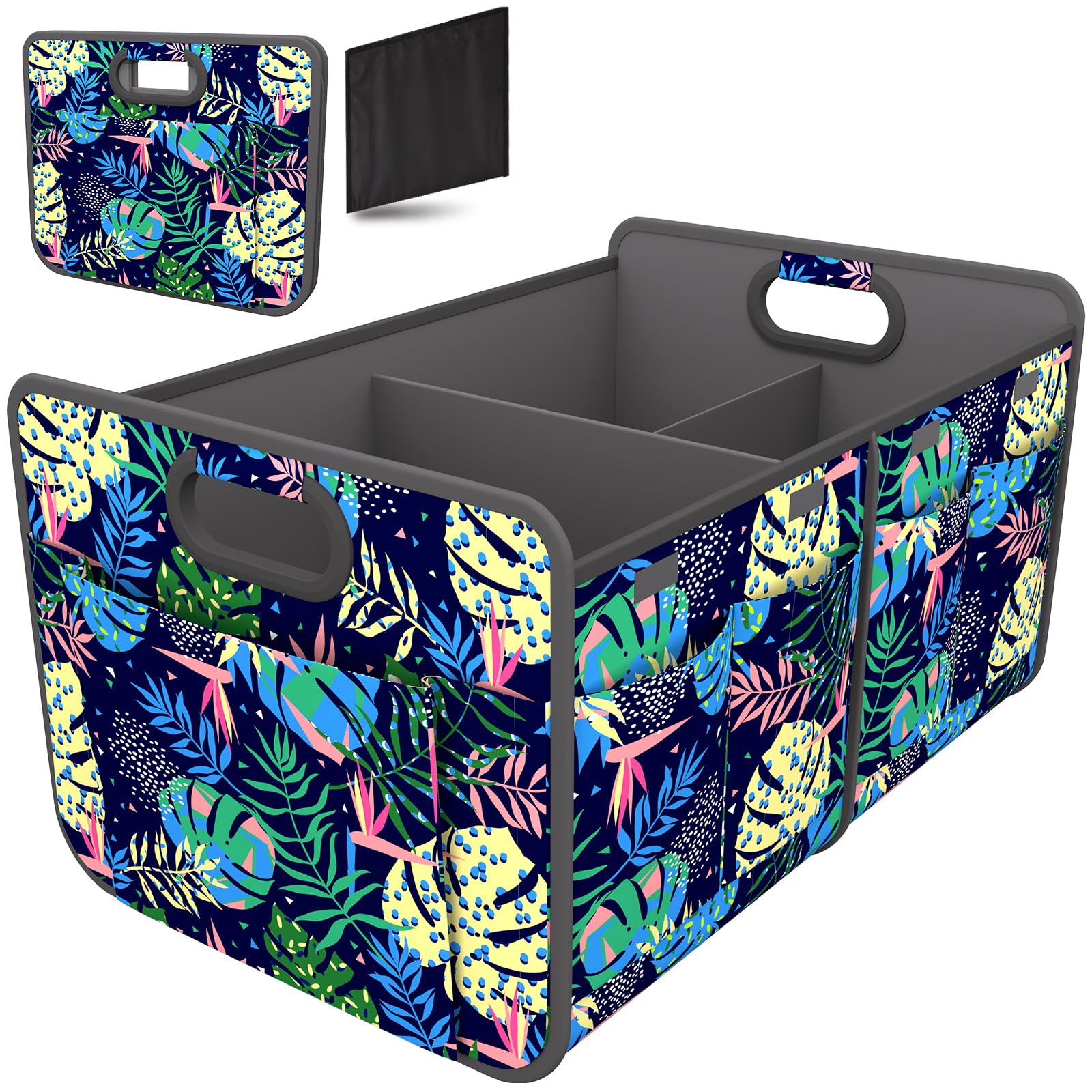 Homeve Trunk Organizer, Car Storage, Reinforced Handles, Collapsible Multi-Compartment Car Organizers, Foldable, Waterproof, 600